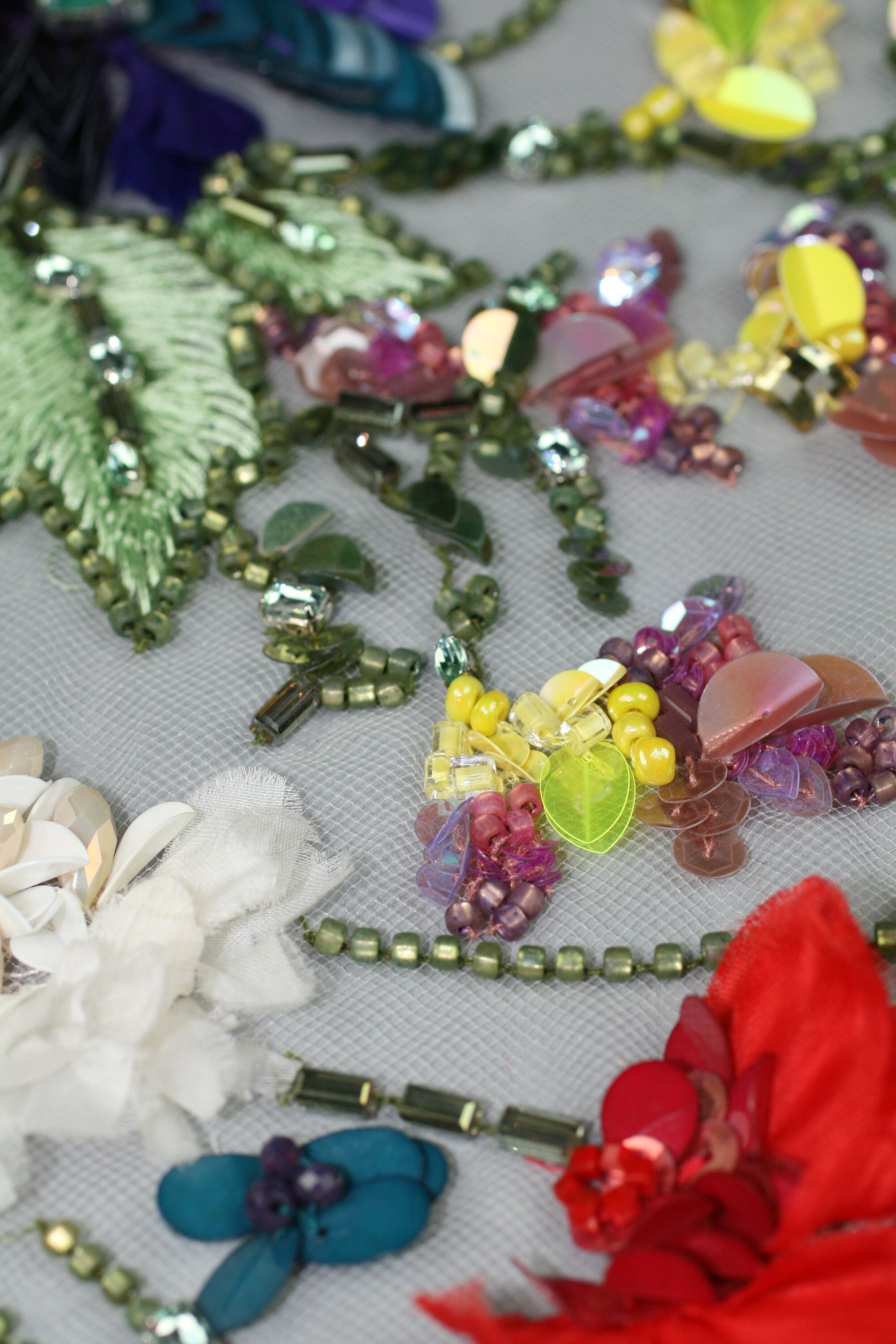 3D Multi Colored Beaded & Embroidered Floral Applique