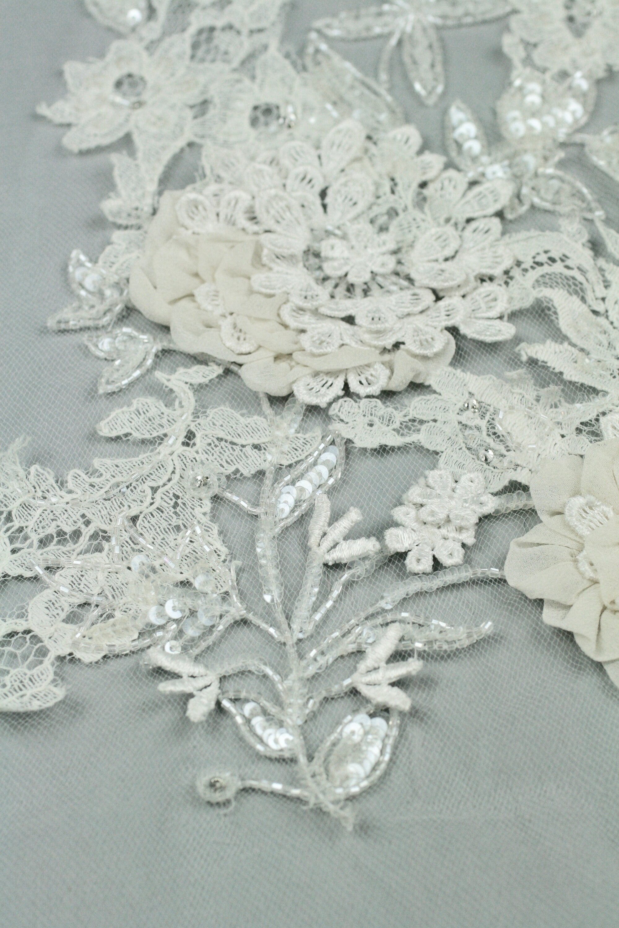 3D Pure White Lace Applique