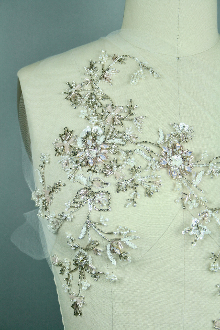 3D Opalescent Beaded Bridal Applique