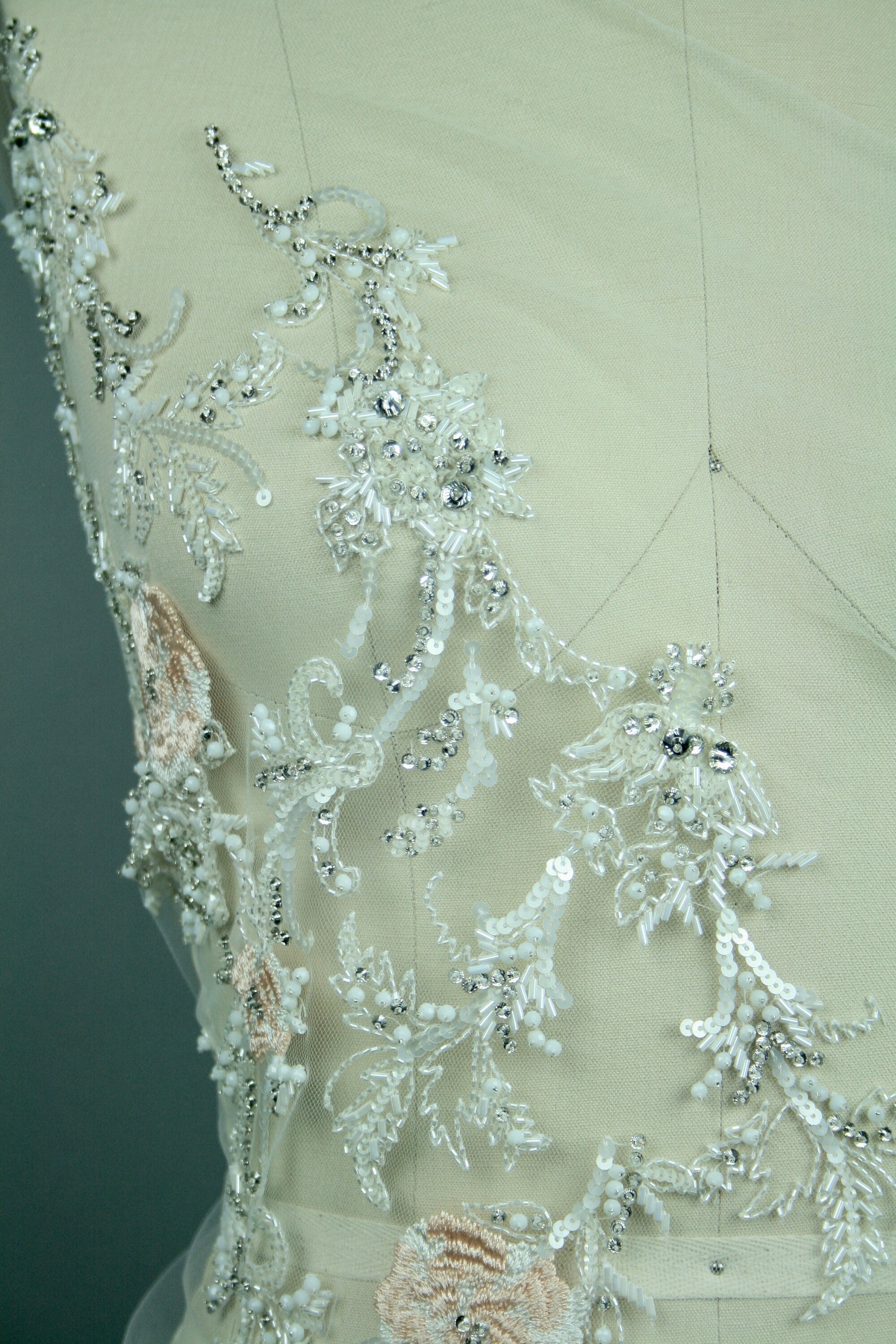 3D Light Peach Floral Wedding Applique