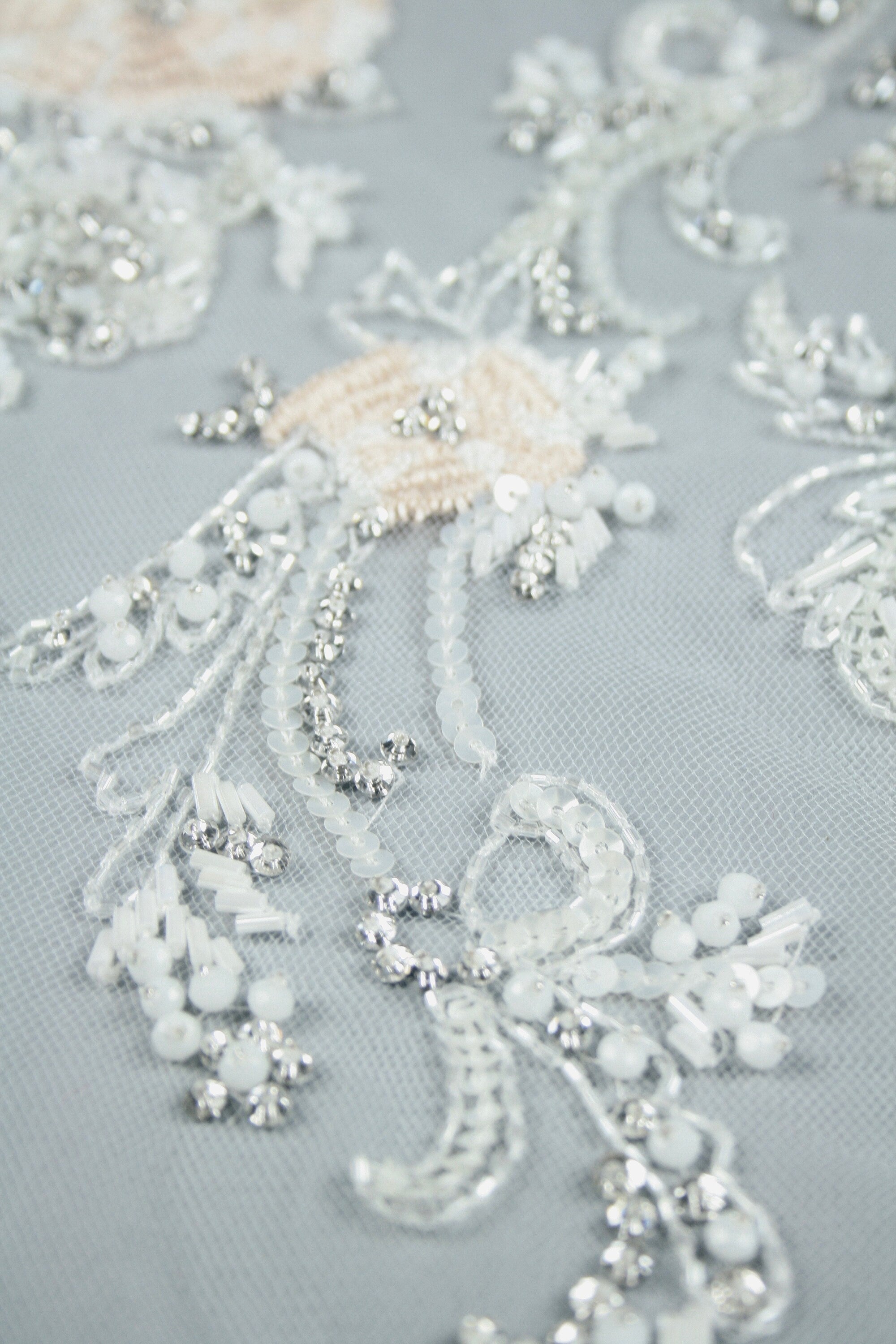 3D Light Peach Floral Wedding Applique