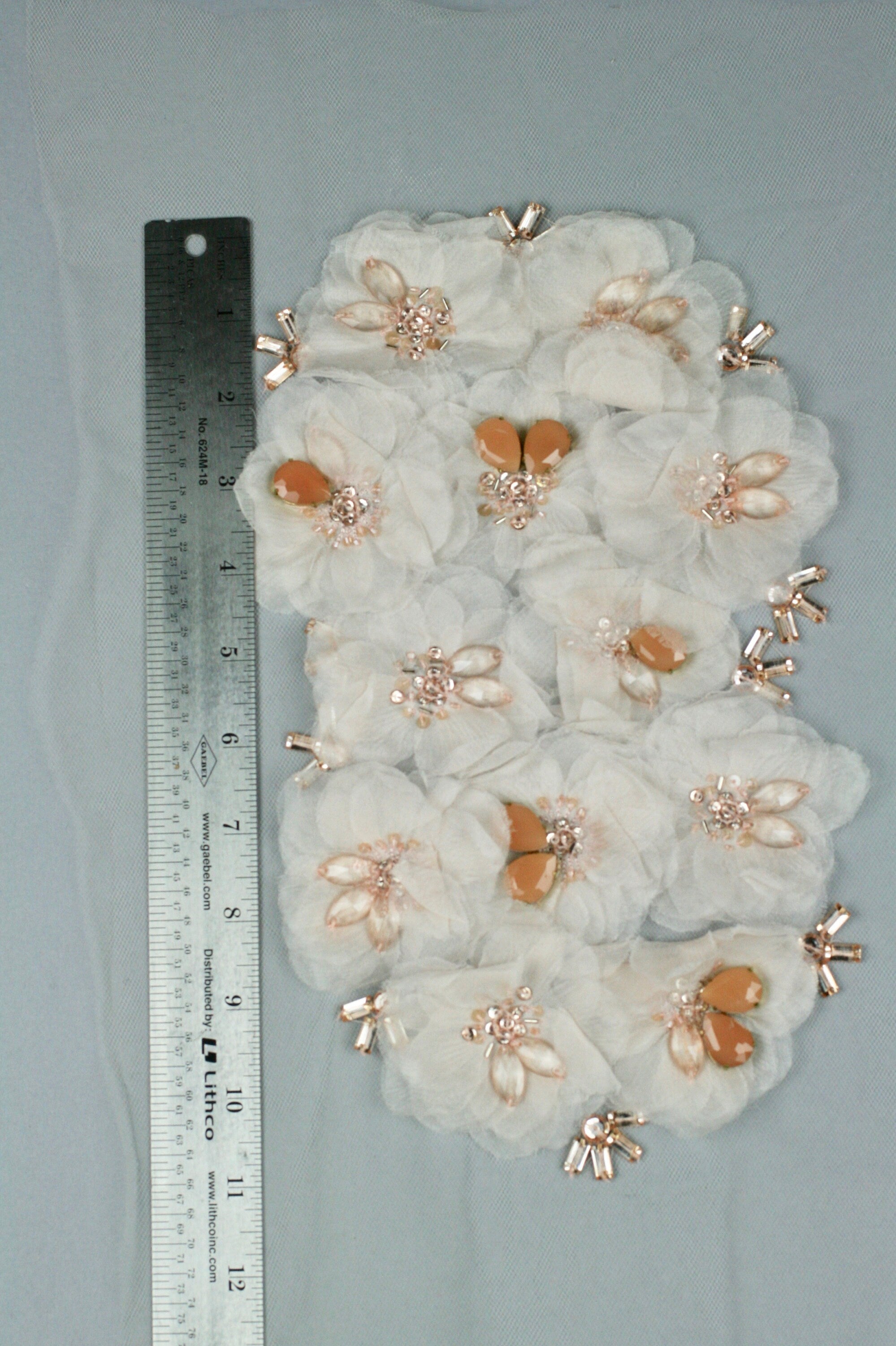 3D Light Peach Pressed Floral Applique