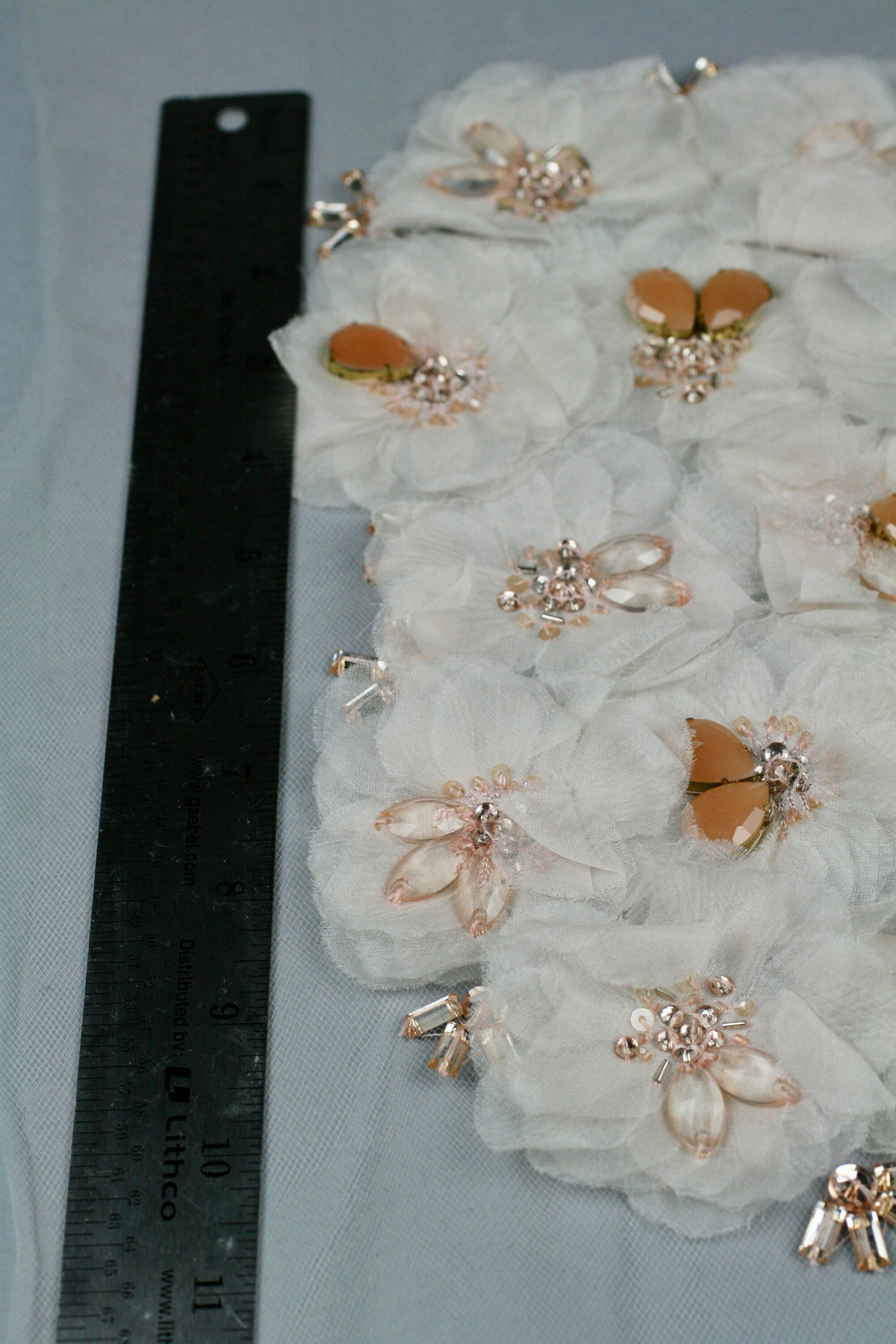 3D Light Peach Pressed Floral Applique