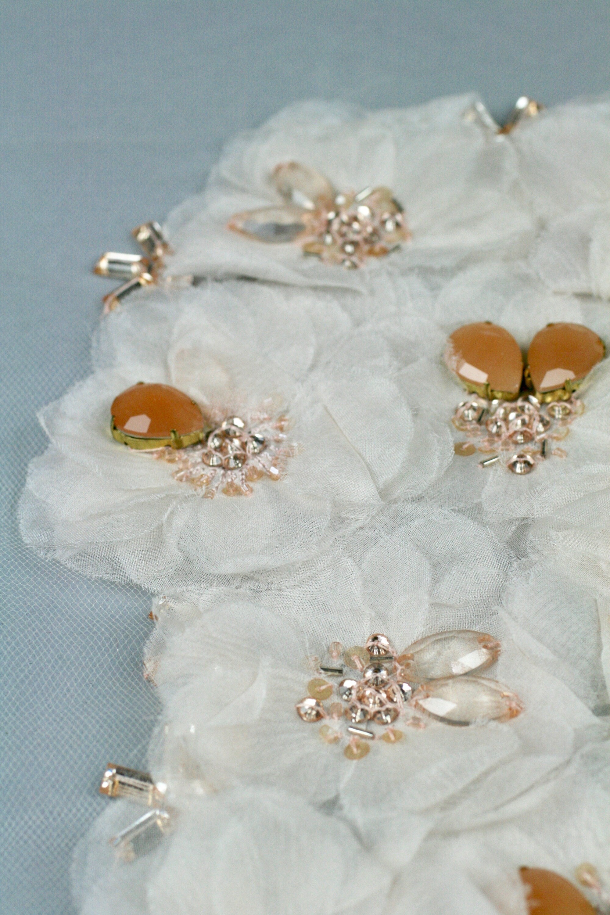 3D Light Peach Pressed Floral Applique