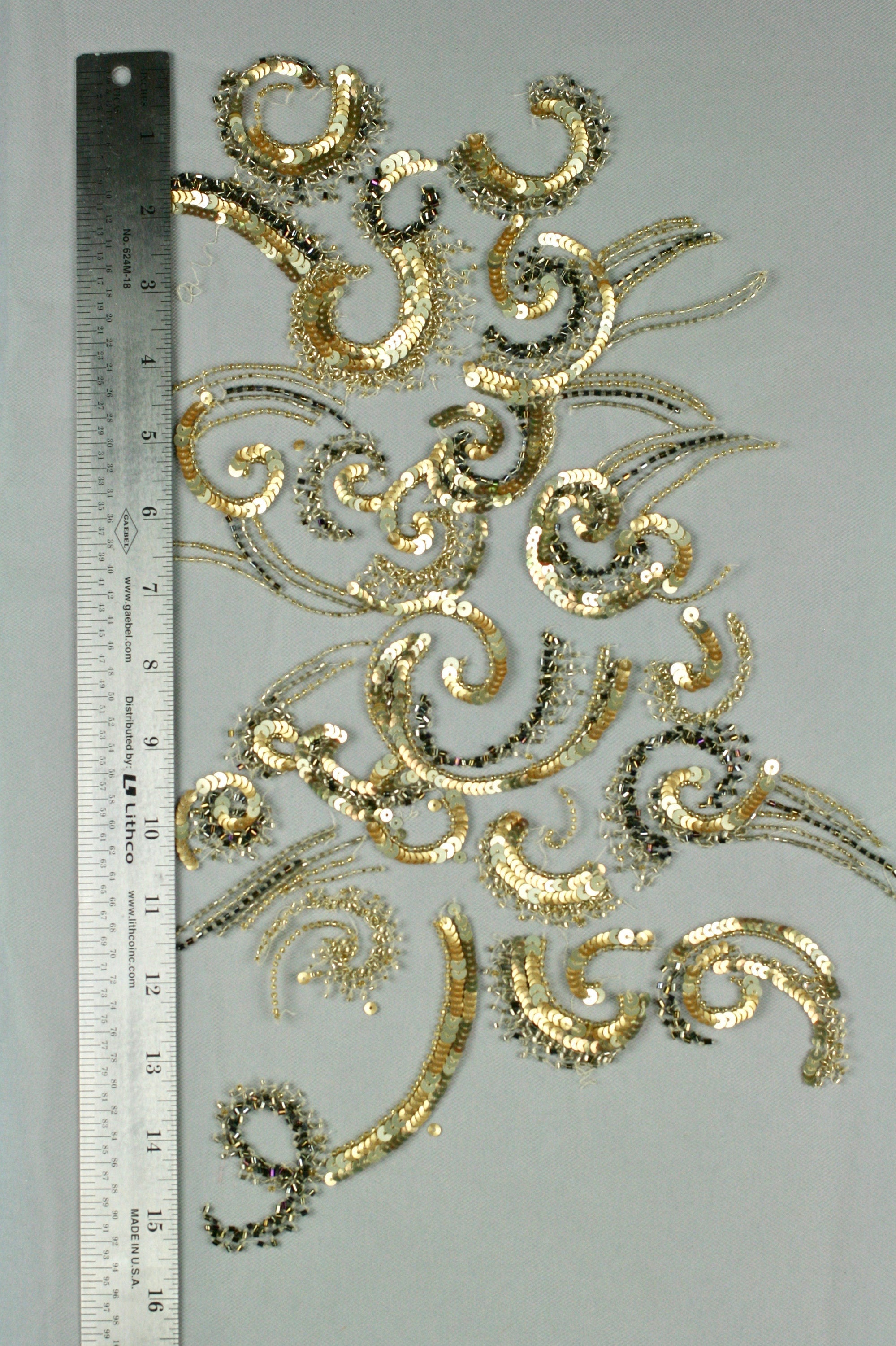 3D Gold Baroque Beaded Sequin Applique