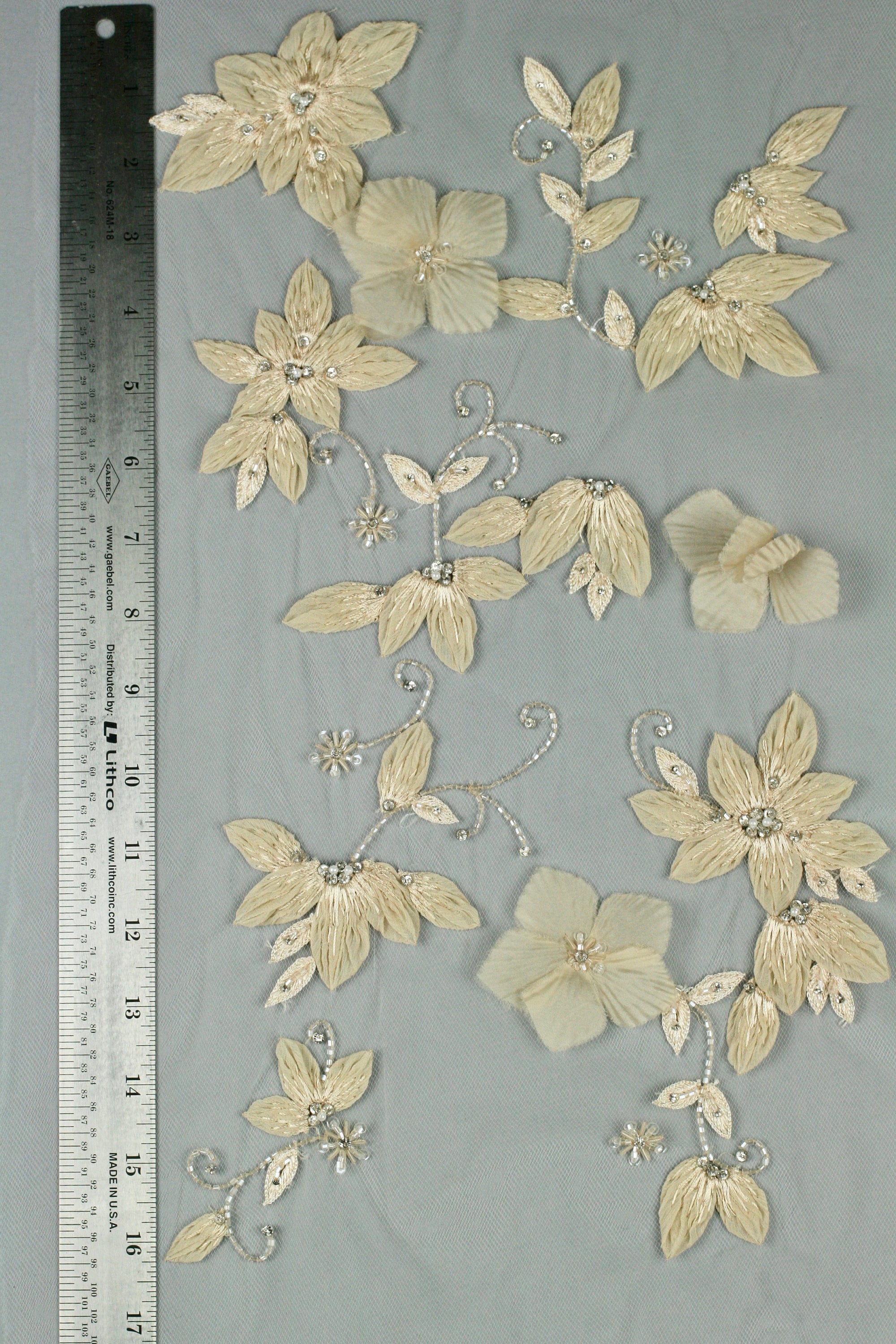 C112 - Champagne Gold Floral Applique