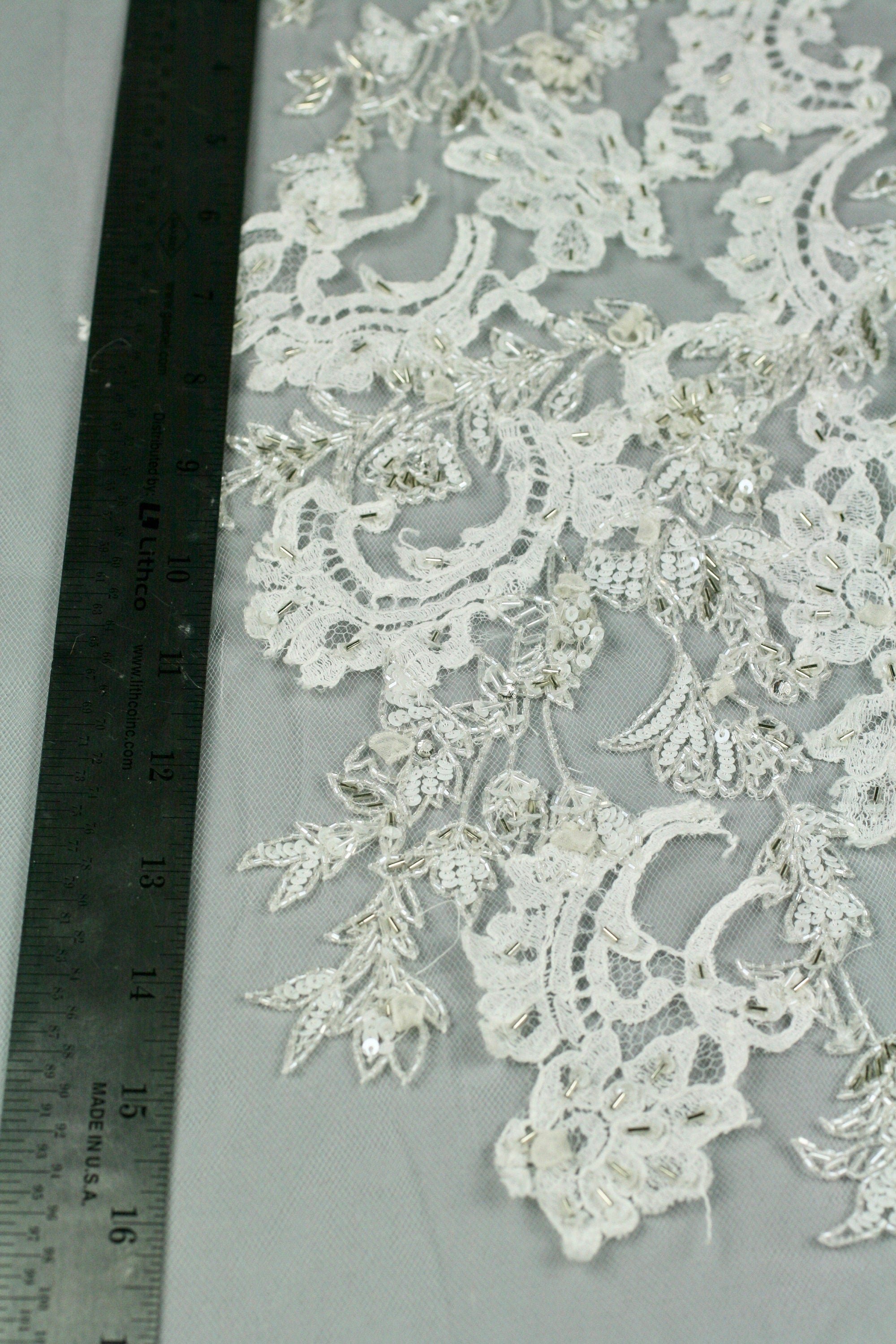 3D White Beaded Lace Wedding Applique