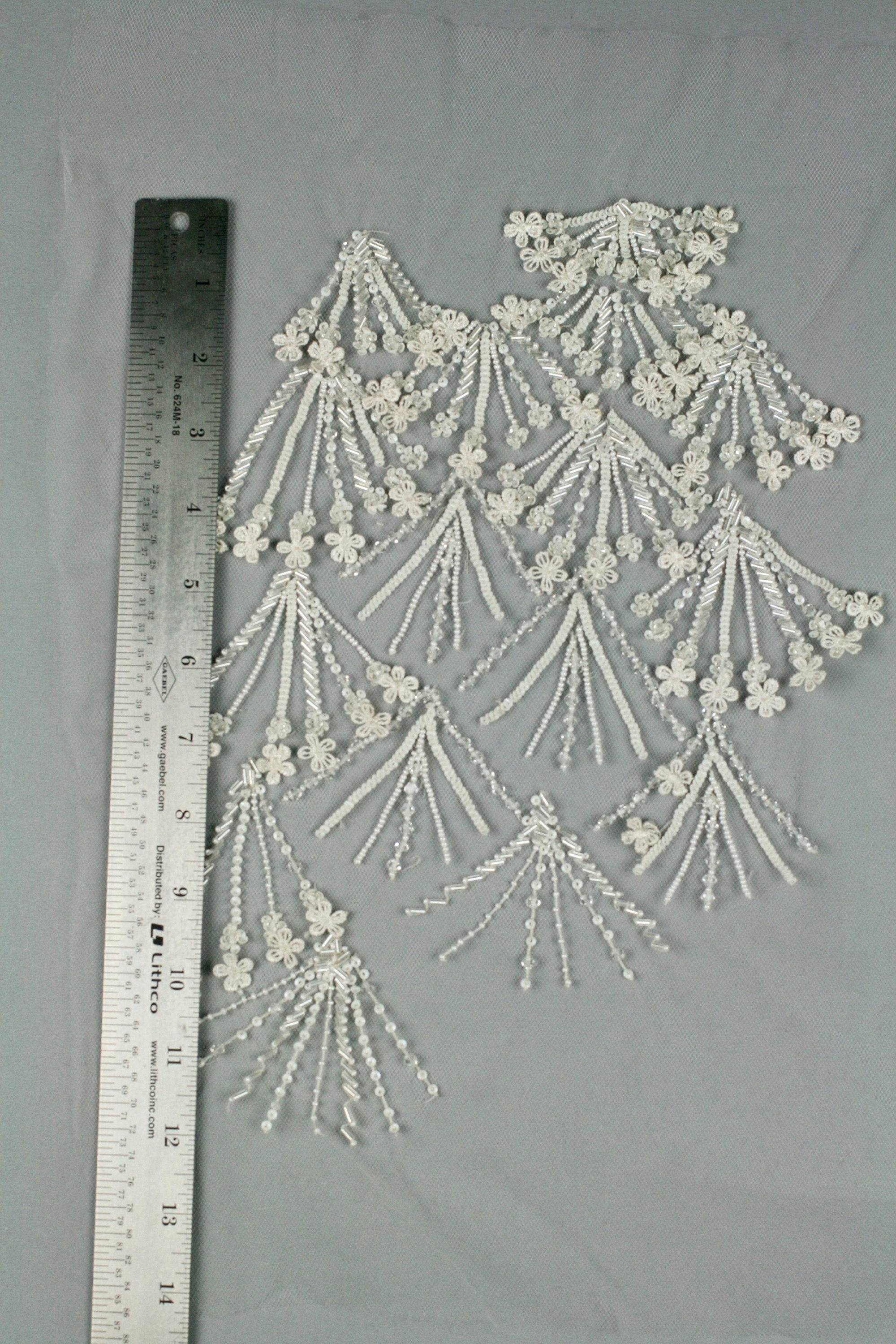3D White Beaded Floret Wedding Applique