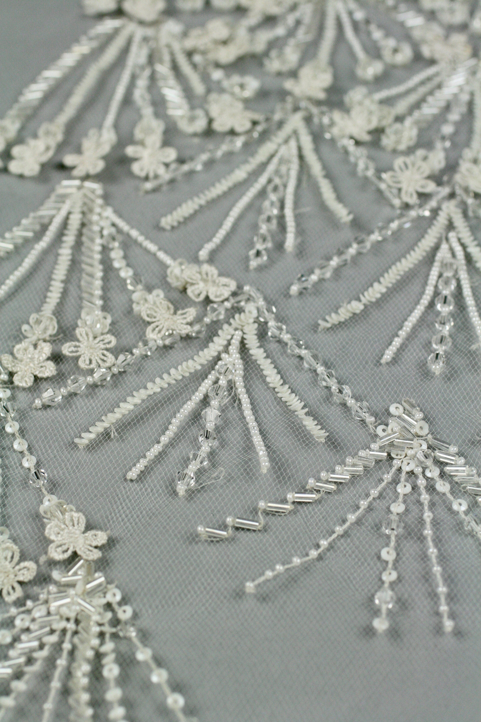 3D White Beaded Floret Wedding Applique