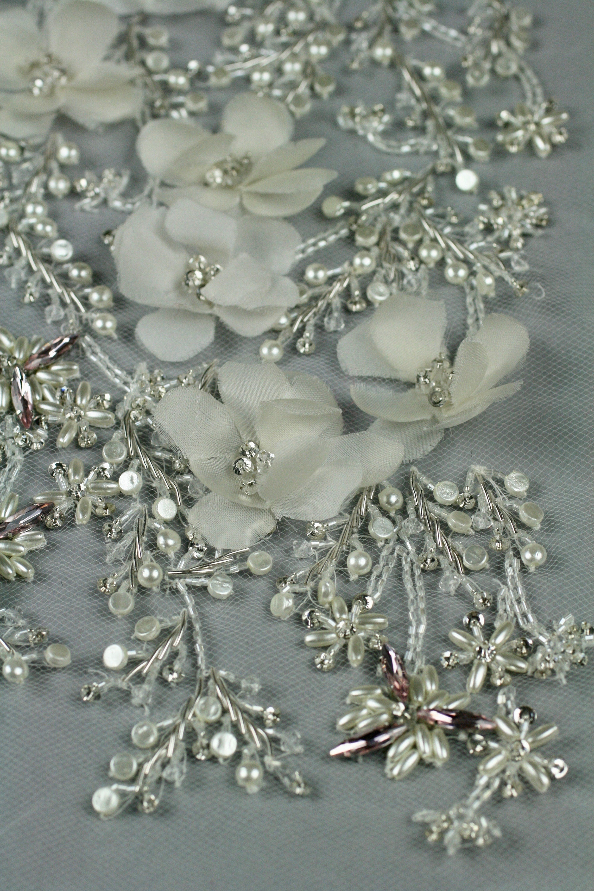 3D Silk Chiffon Floral Wedding Applique