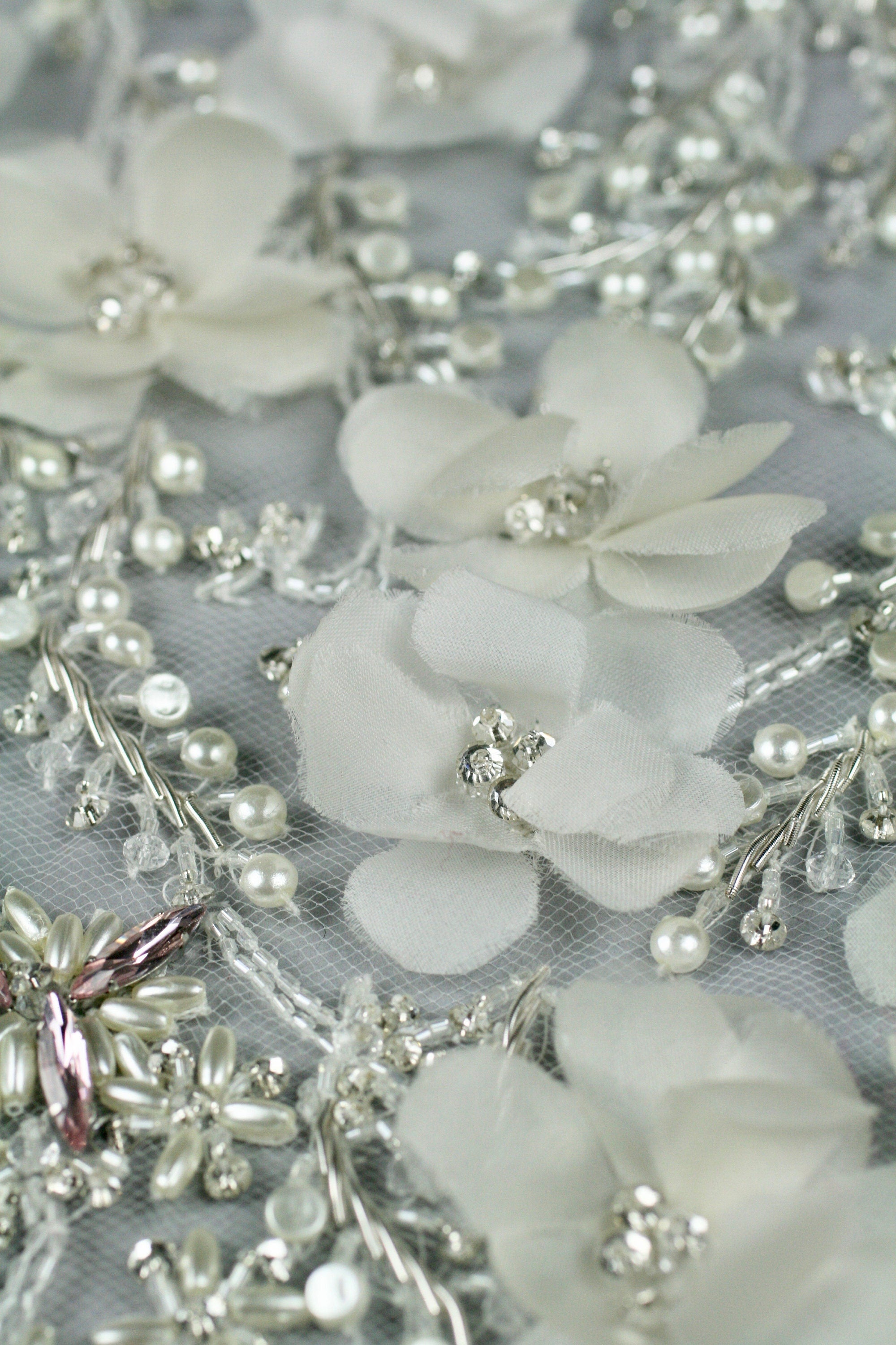 3D Silk Chiffon Floral Wedding Applique