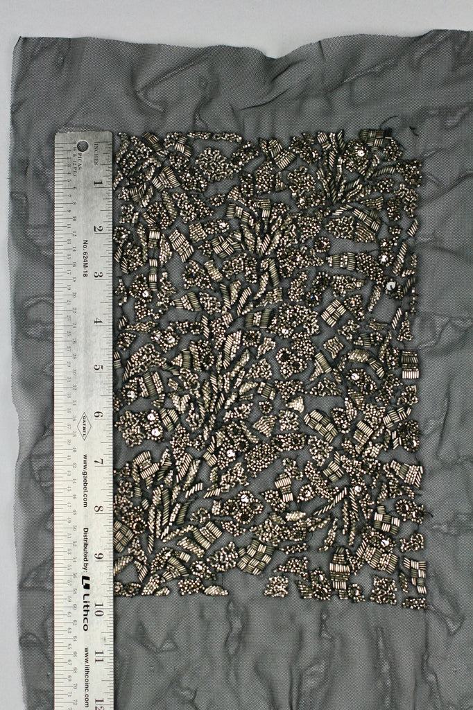 3D Heavy Beaded Antique Silver Panel
