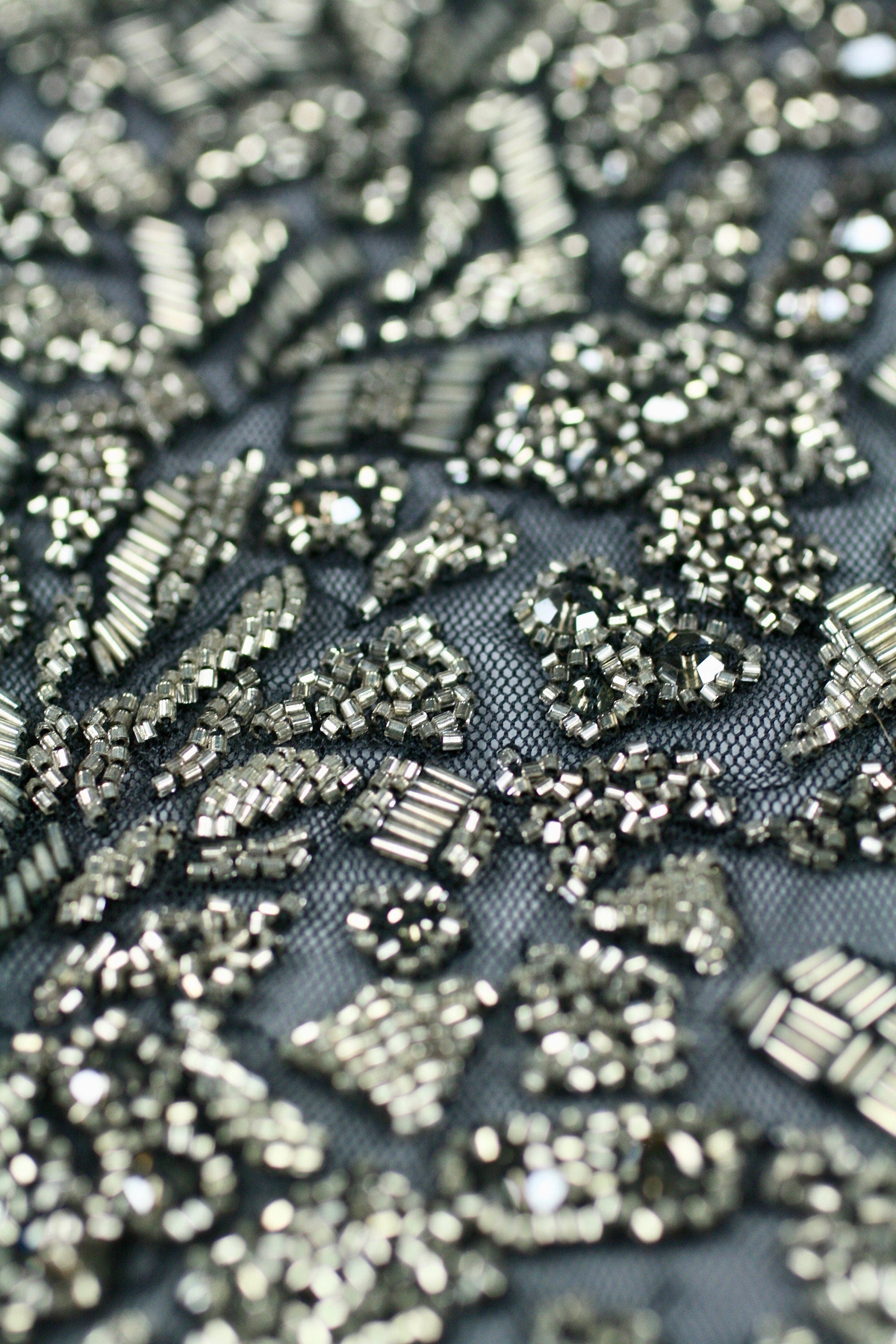 3D Heavy Beaded Antique Silver Panel