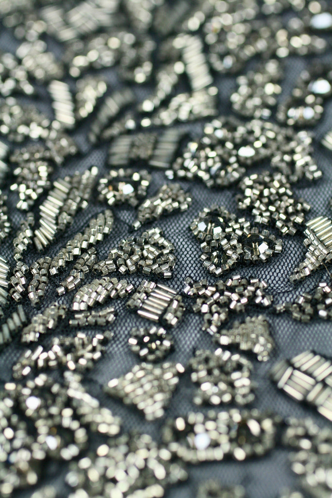 3D Heavy Beaded Antique Silver Panel