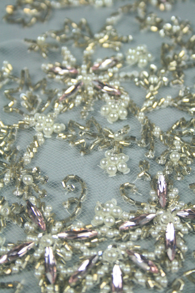 3D Bridal Heavy Beaded Antique Applique - Moda Artisans