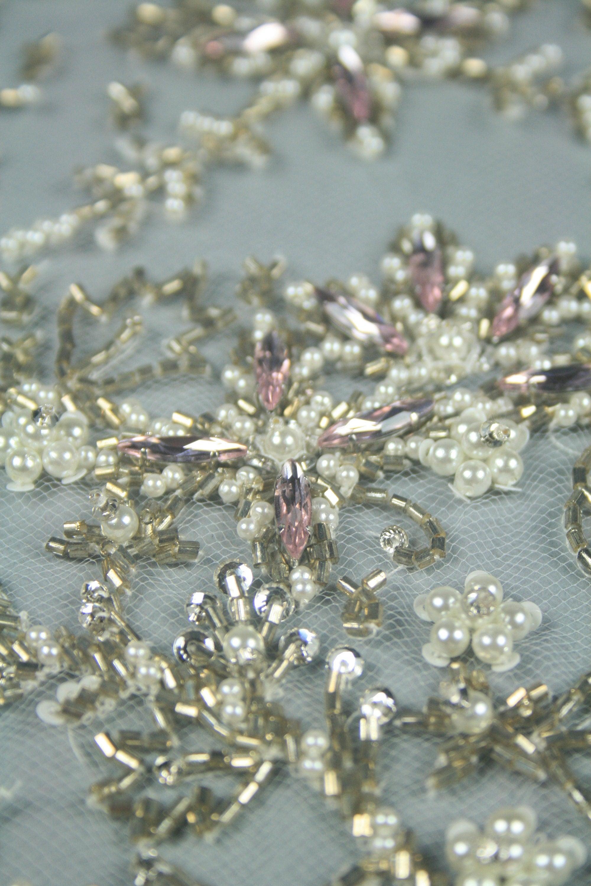 3D Bridal Heavy Beaded Antique Applique - Moda Artisans