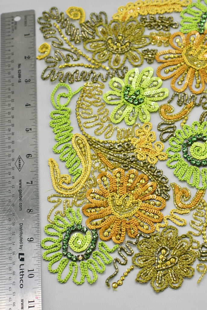 A112 - Kiwi & Copper Beaded Applique