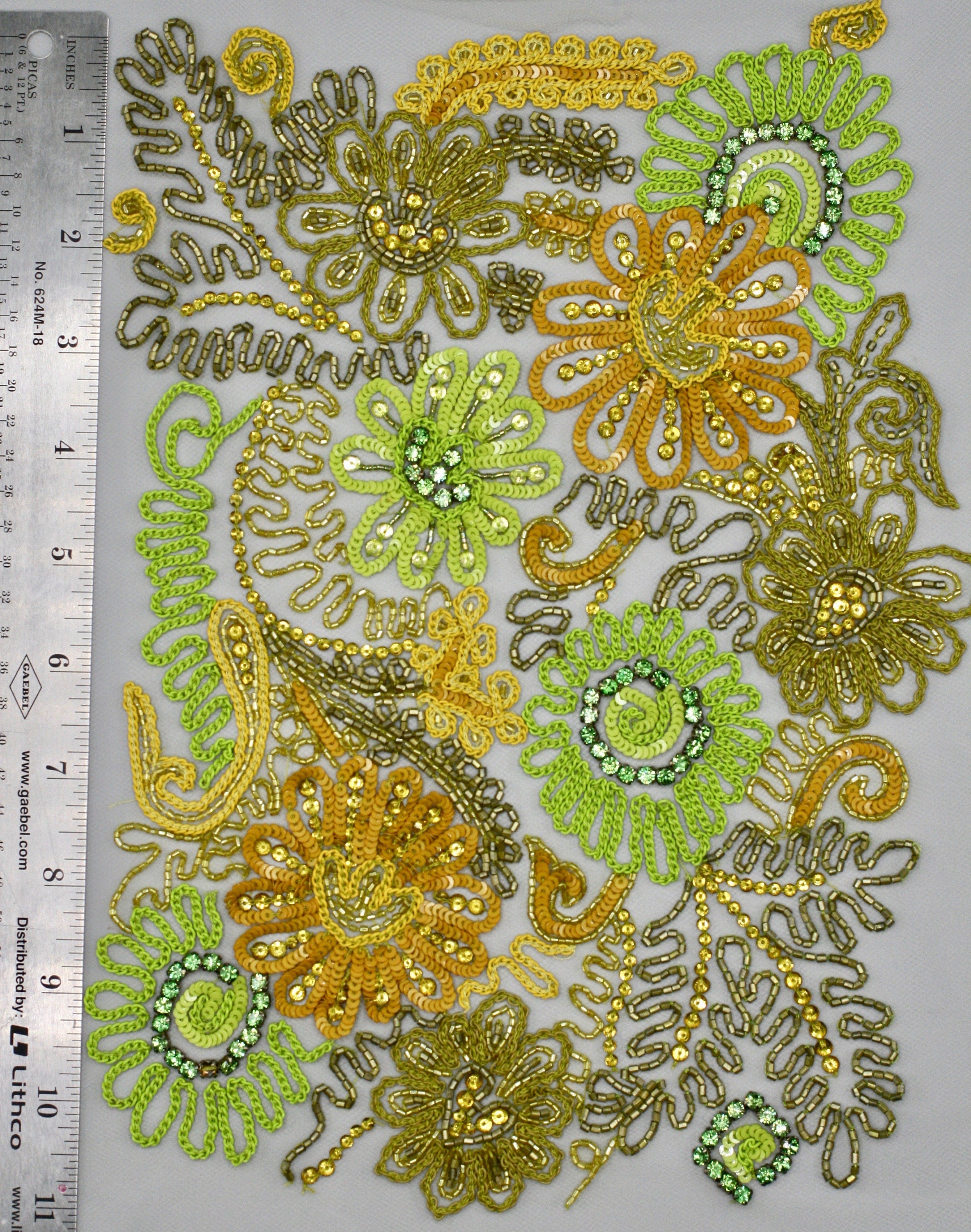 A112 - Kiwi & Copper Beaded Applique
