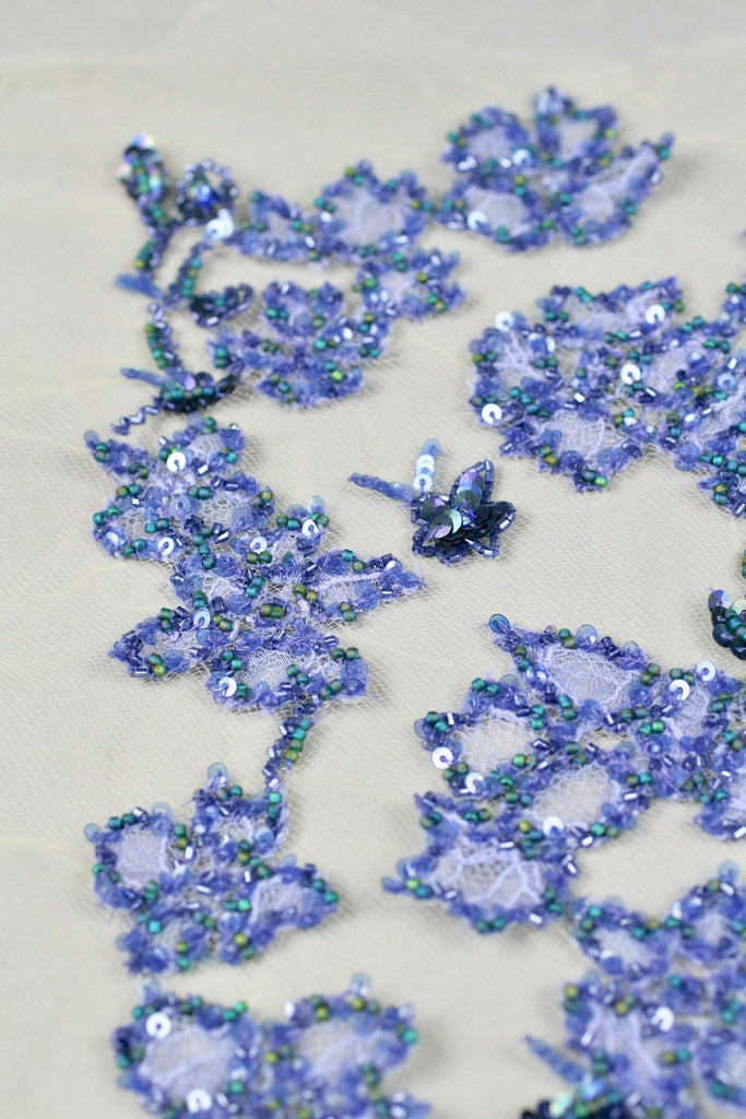 B104 - Blue French Lace Floral Applique - Moda Artisans