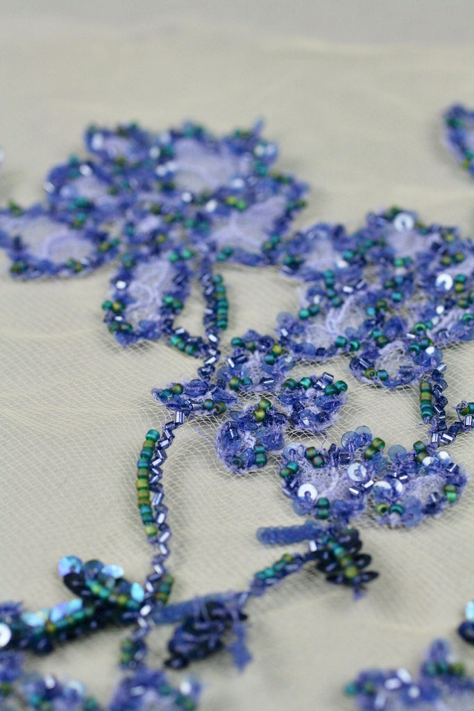 B104 - Blue French Lace Floral Applique - Moda Artisans