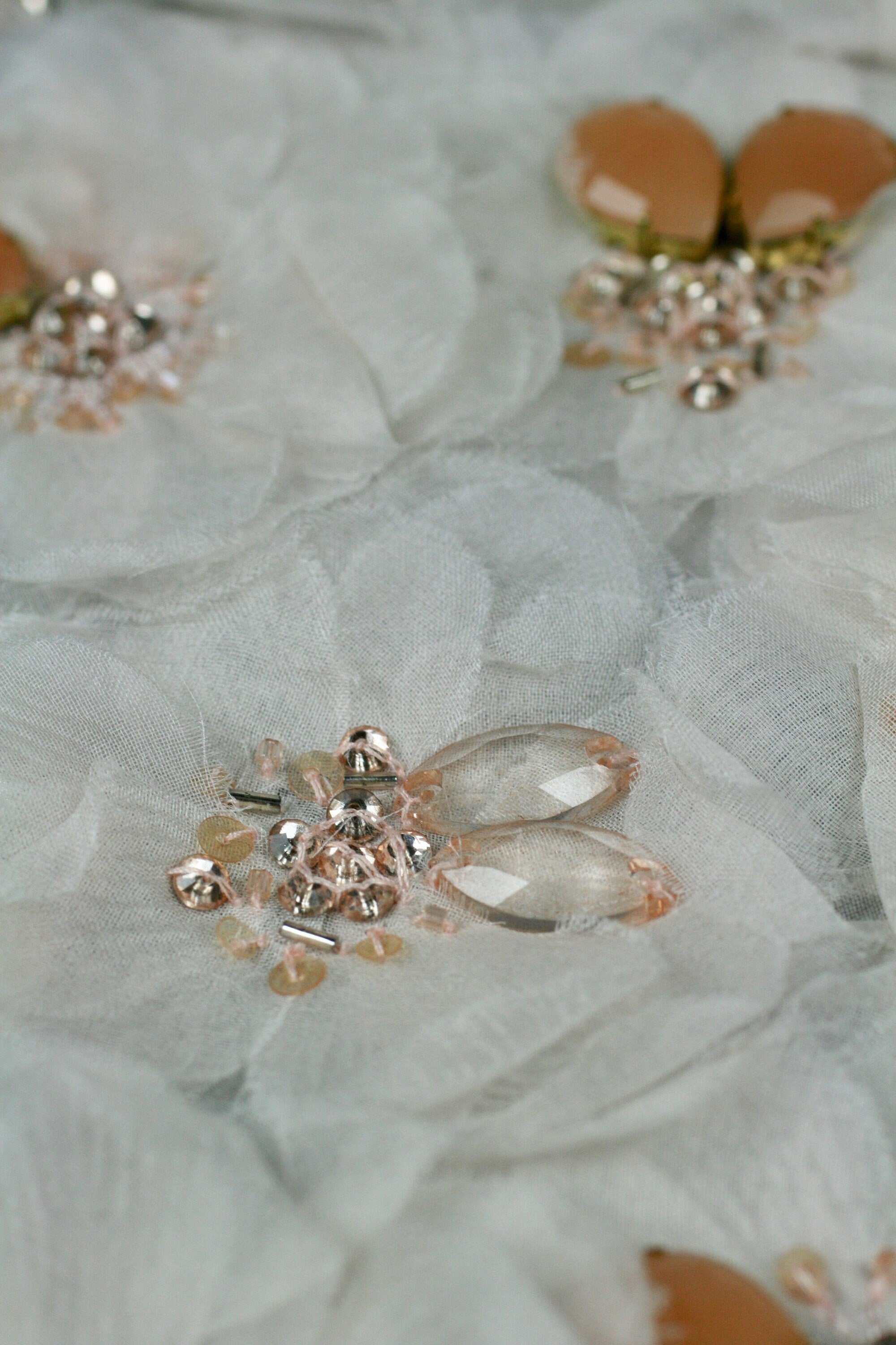 3D Light Peach Pressed Floral Applique