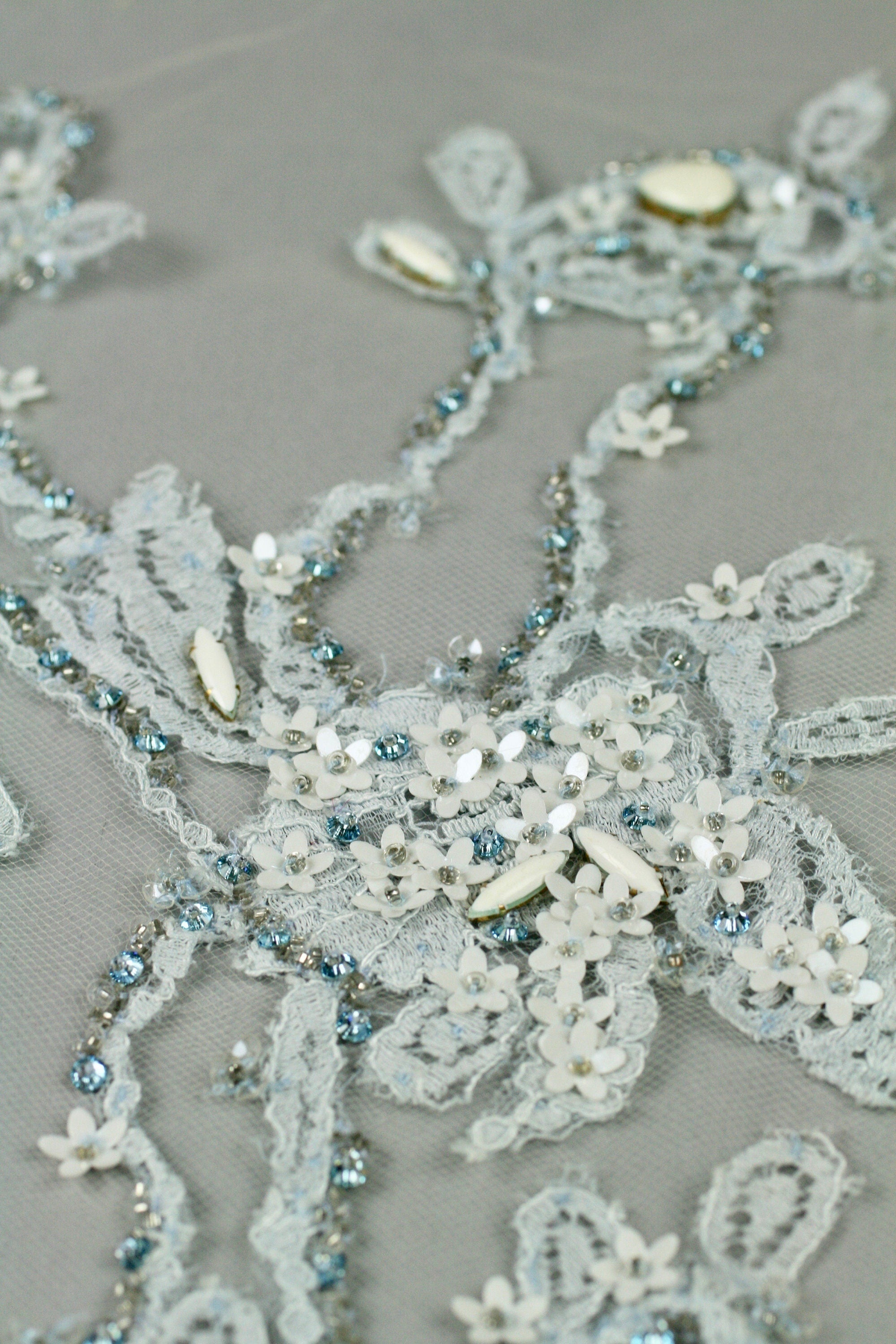 3D Icy Blue & White Lace Applique