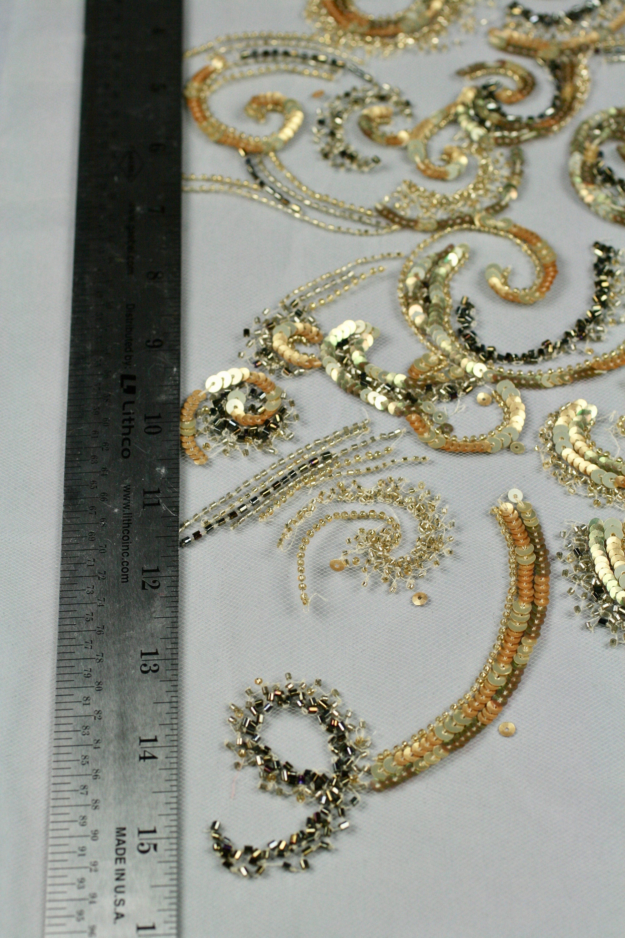 3D Gold Baroque Beaded Sequin Applique