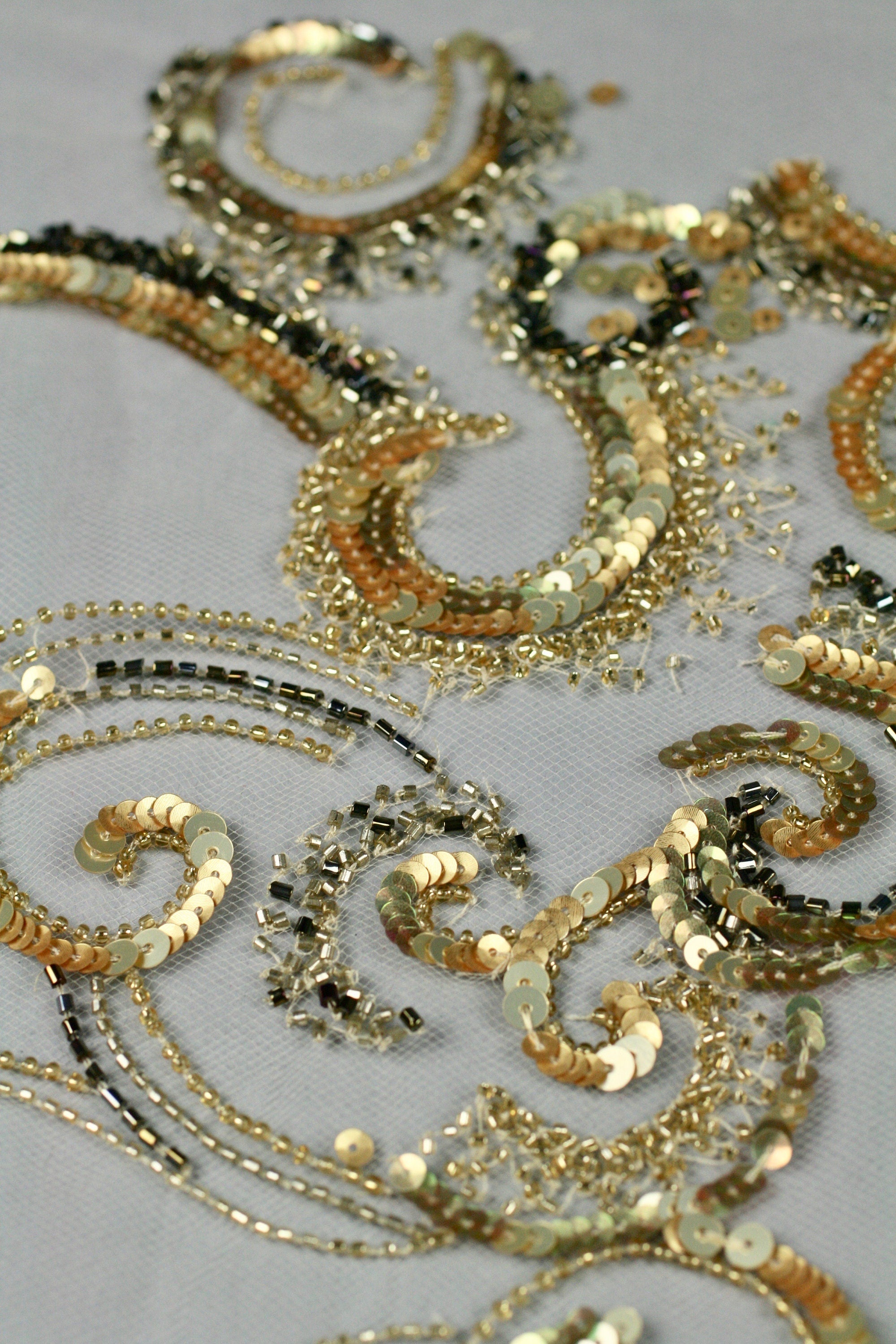 3D Gold Baroque Beaded Sequin Applique