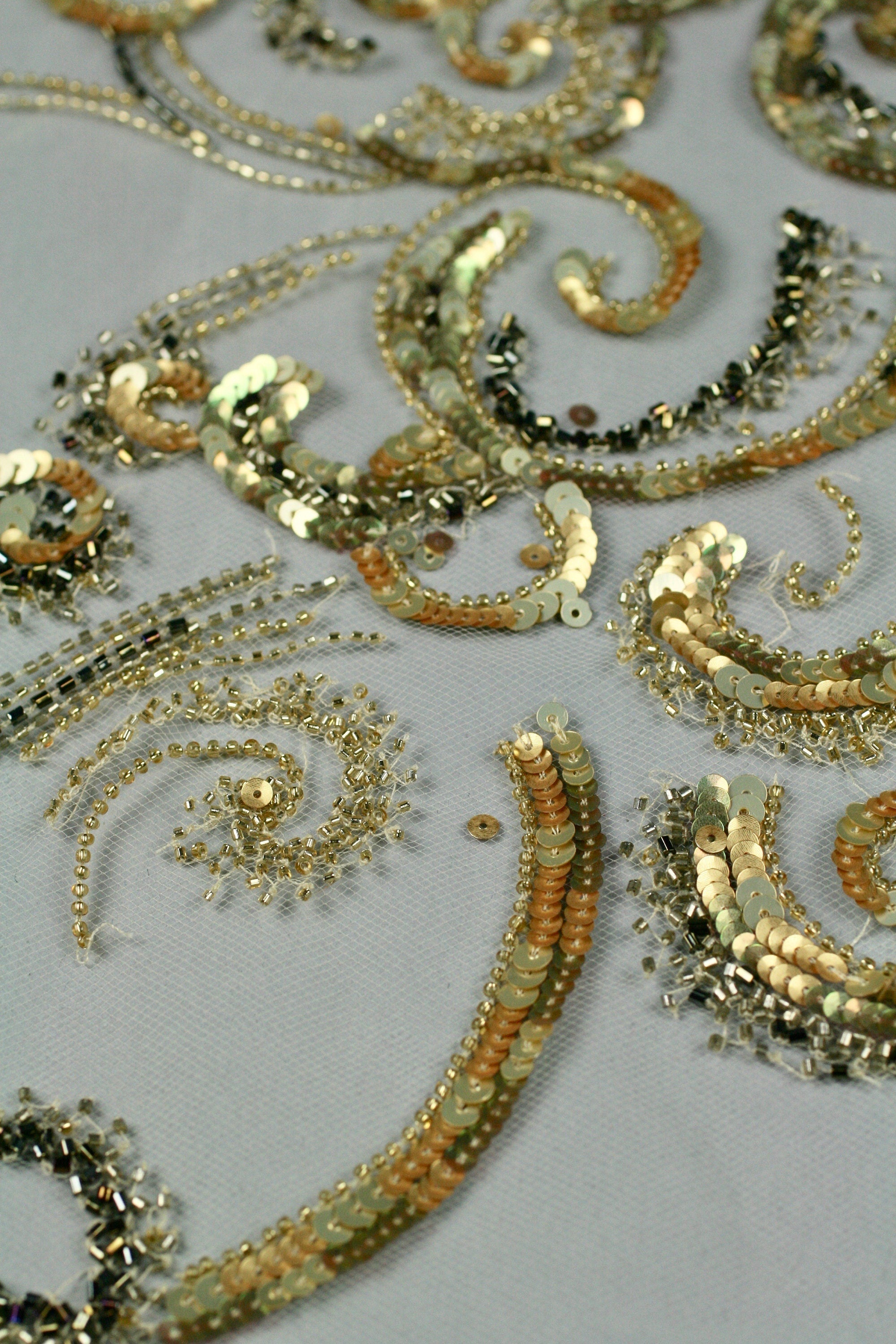 3D Gold Baroque Beaded Sequin Applique