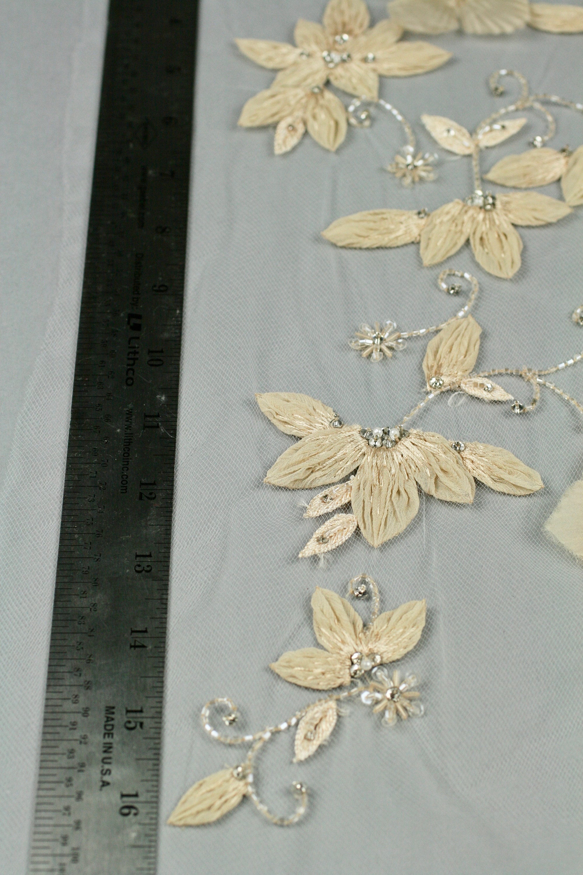 C112 - Champagne Gold Floral Applique
