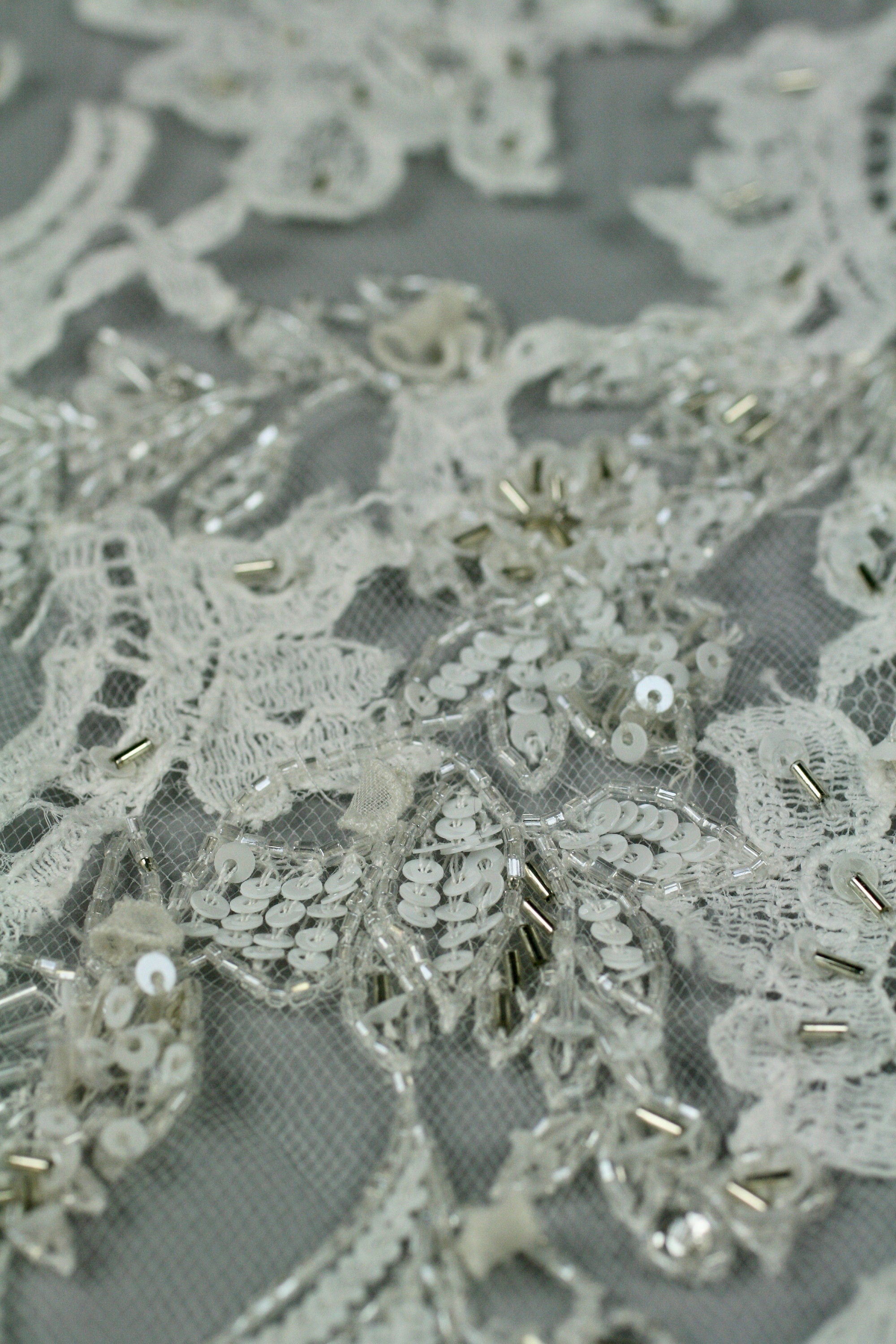 3D White Beaded Lace Wedding Applique