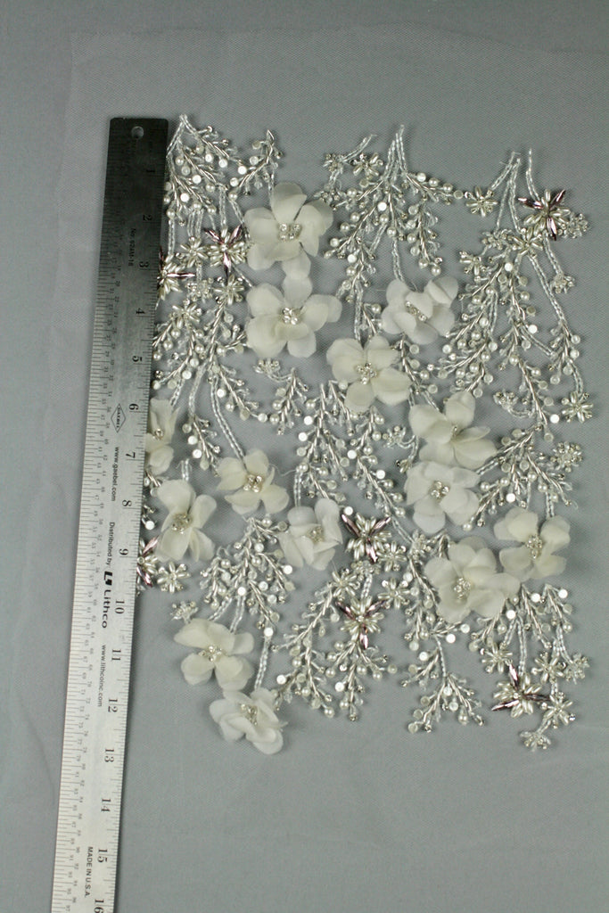 3D Silk Chiffon Floral Wedding Applique