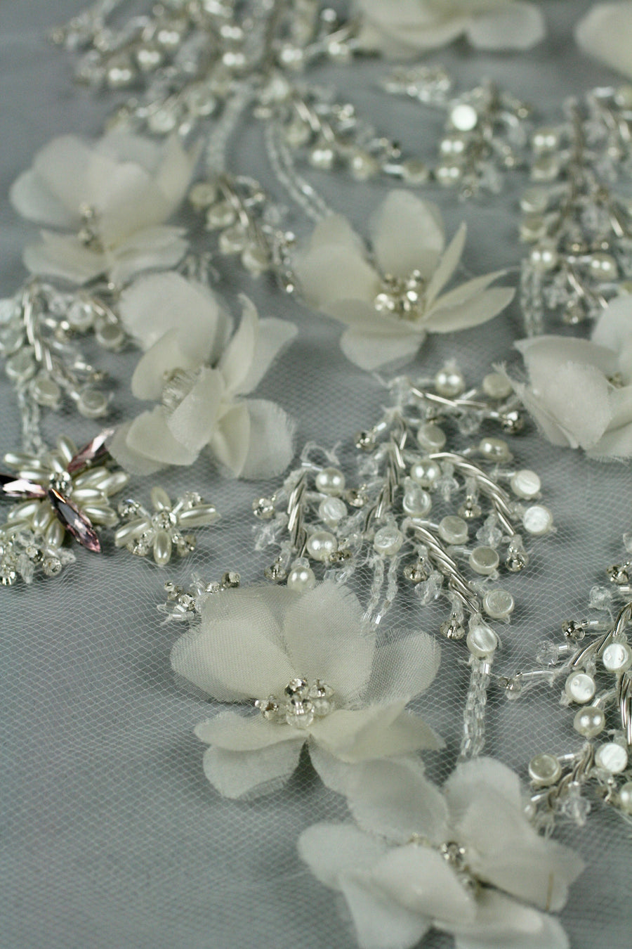 3D Silk Chiffon Floral Wedding Applique