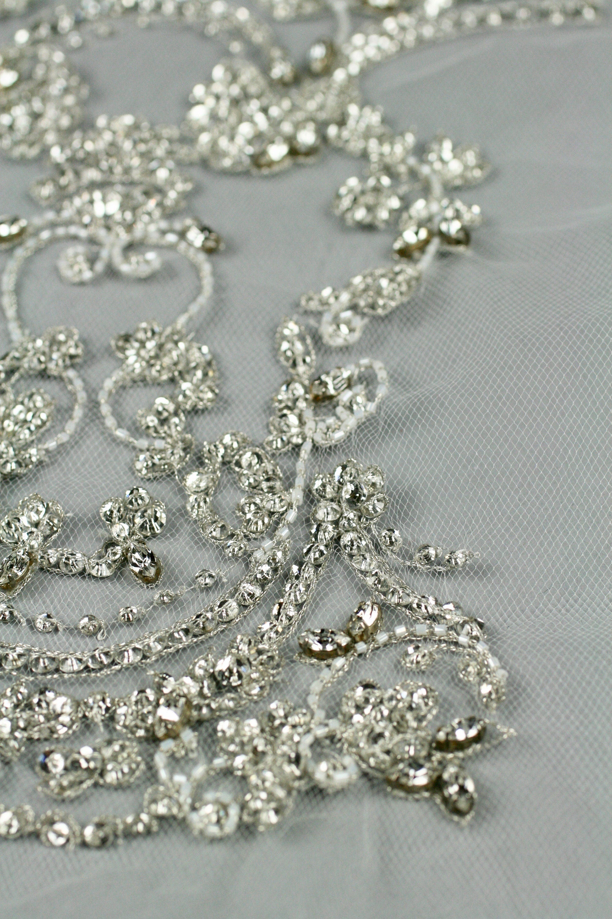 3D Silver Veil Crystal Applique