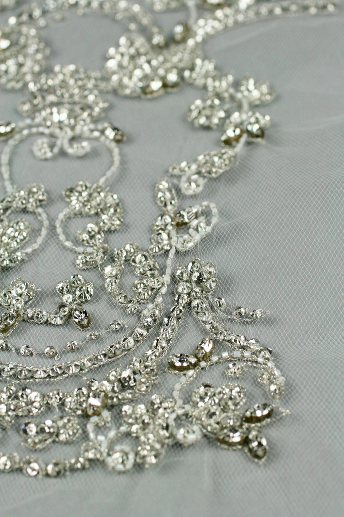 3D Silver Veil Crystal Applique
