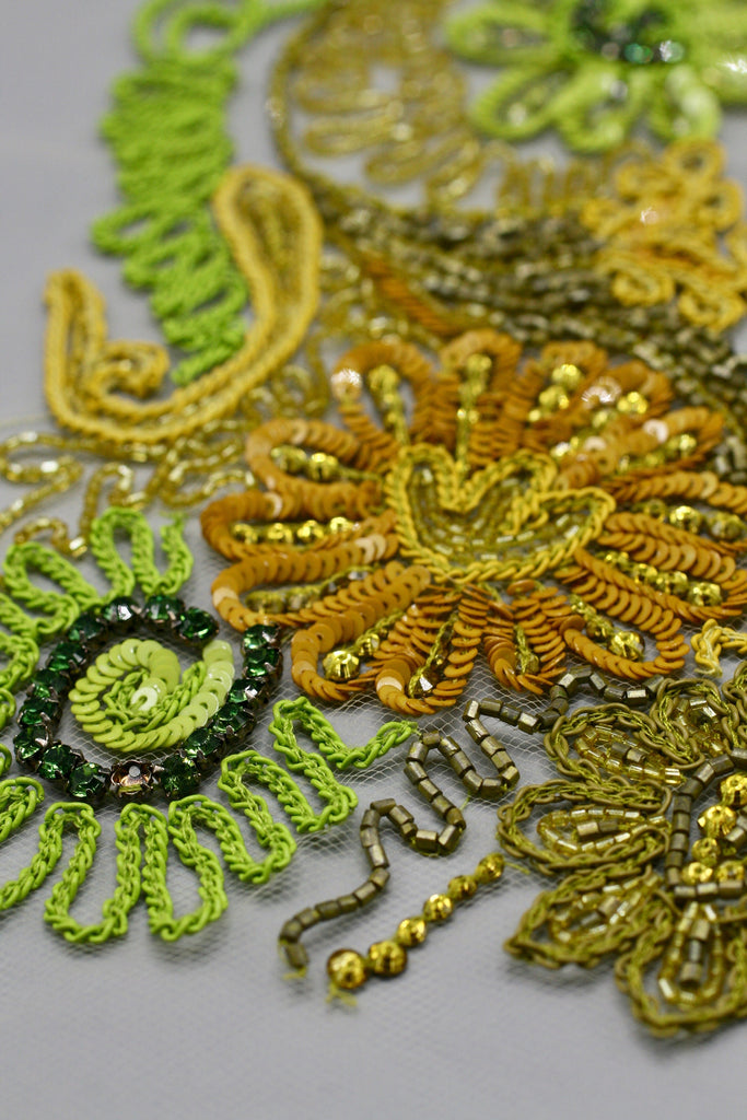 A112 - Kiwi & Copper Beaded Applique