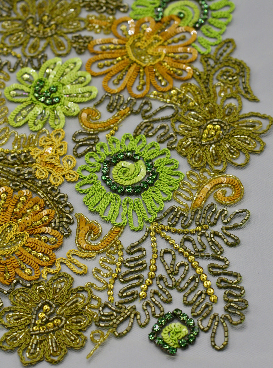 A112 - Kiwi & Copper Beaded Applique