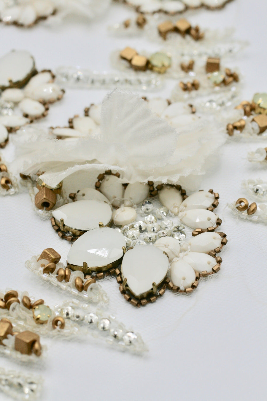 3D Heavy Beaded Crystal Wedding Applique