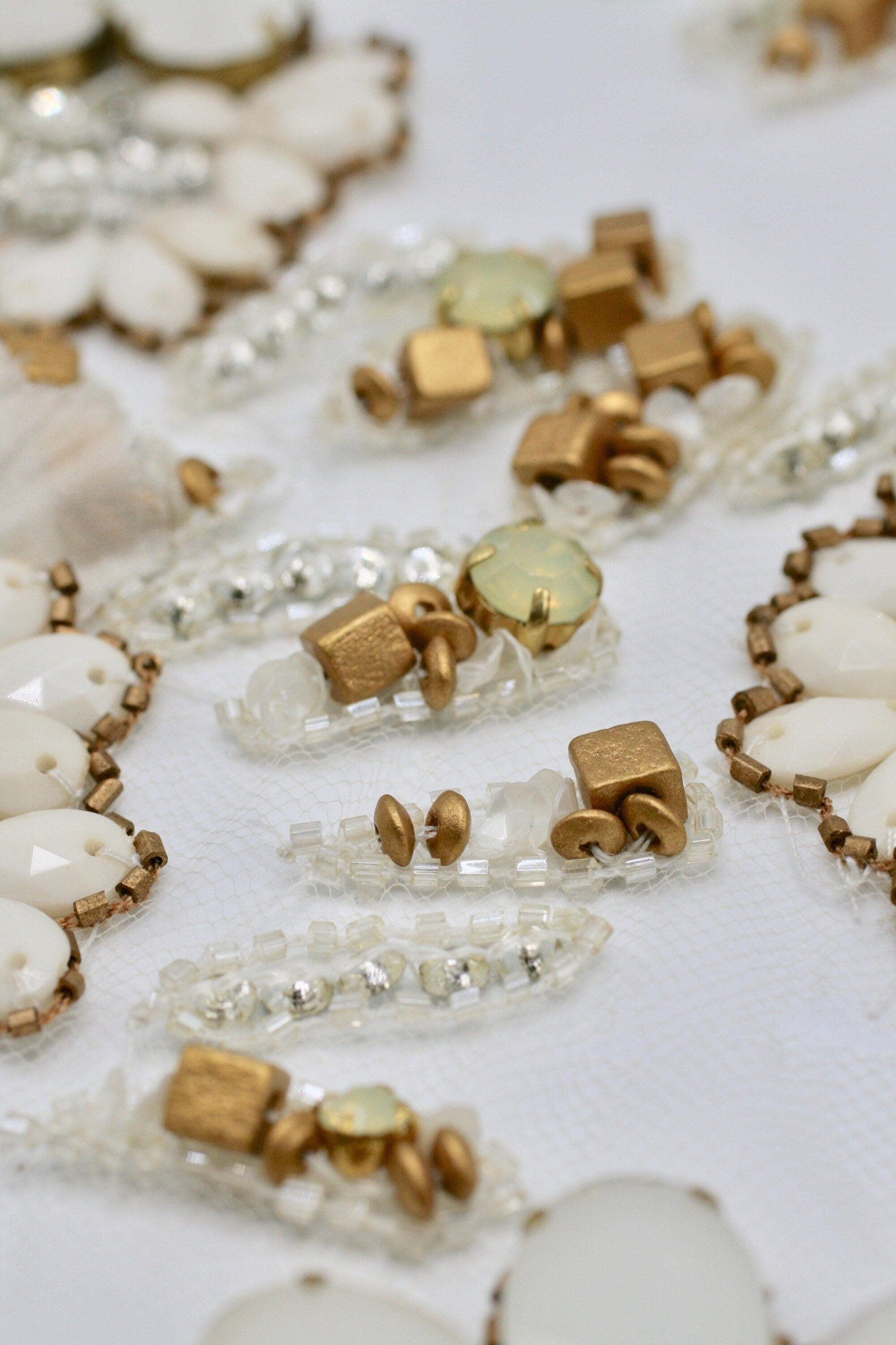 3D Heavy Beaded Crystal Wedding Applique