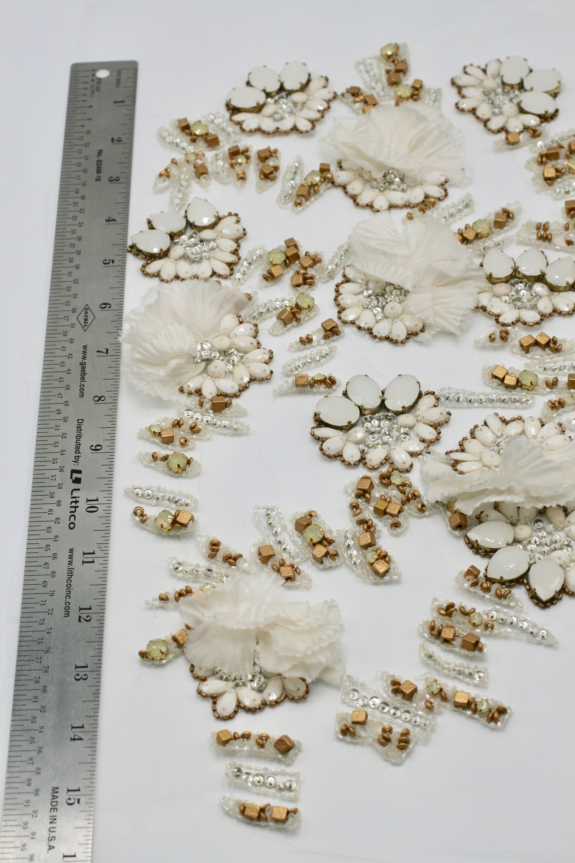 3D Heavy Beaded Crystal Wedding Applique