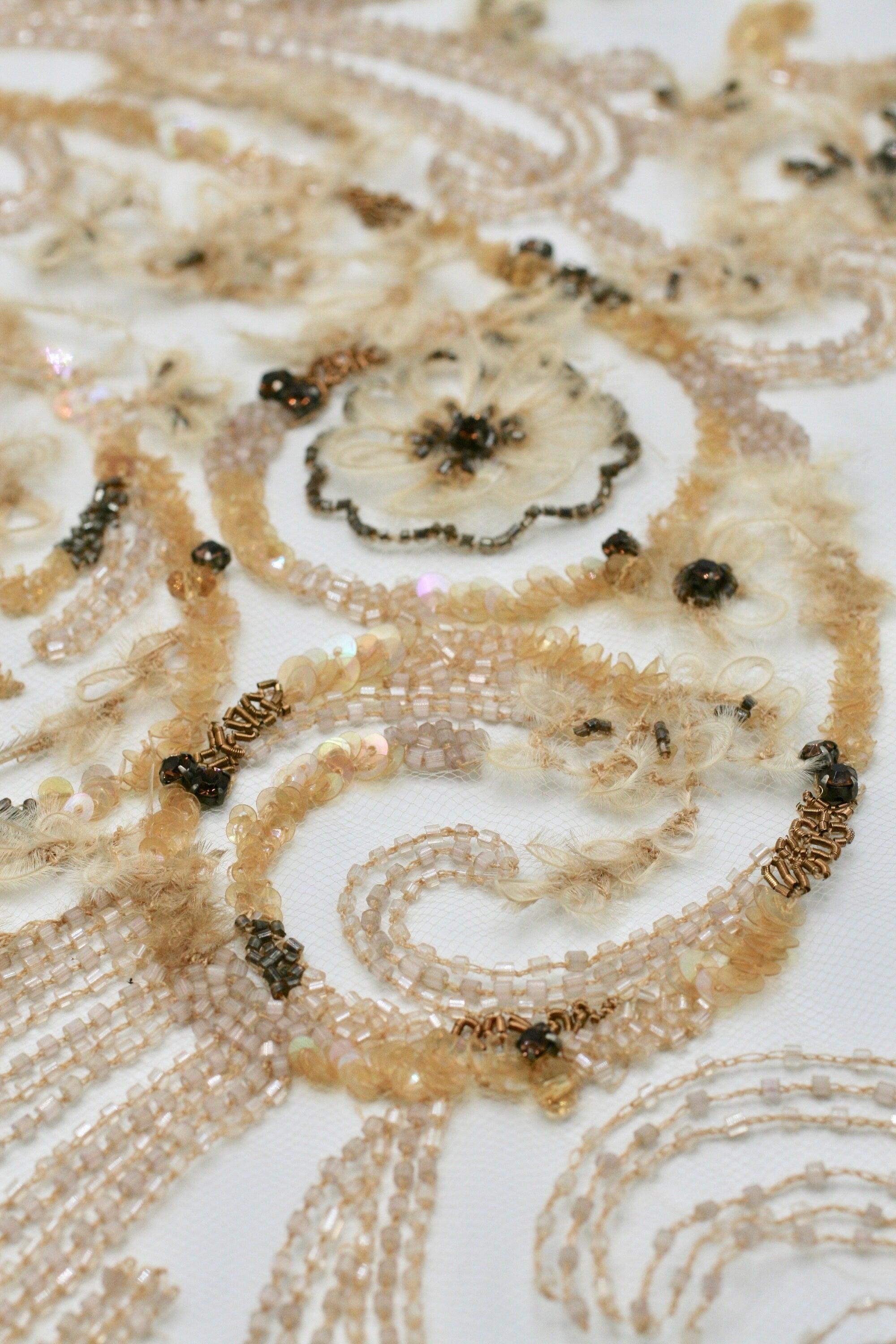 C119 - Champagne Floral Baroque Applique - Moda Artisans