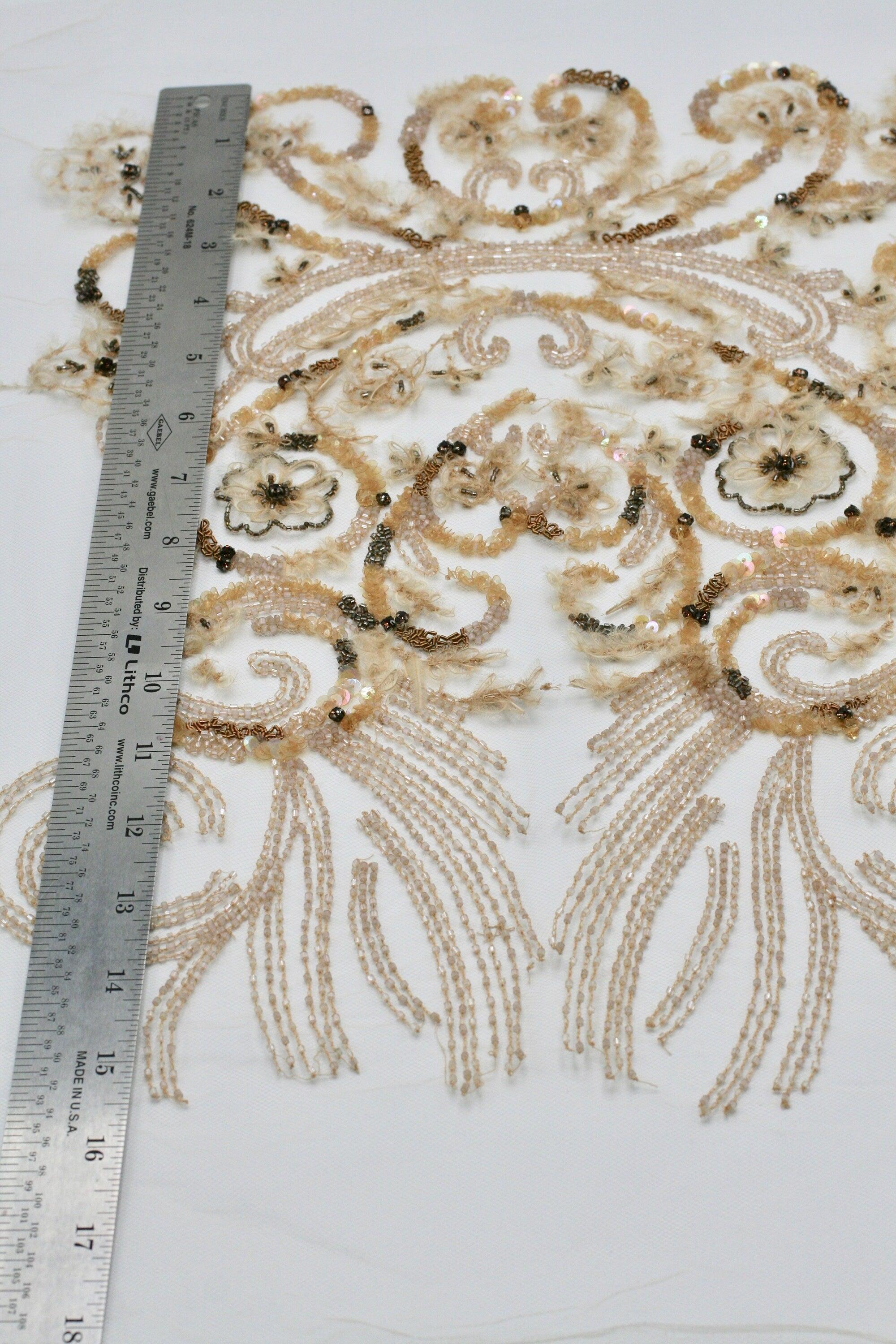 C119 - Champagne Floral Baroque Applique - Moda Artisans