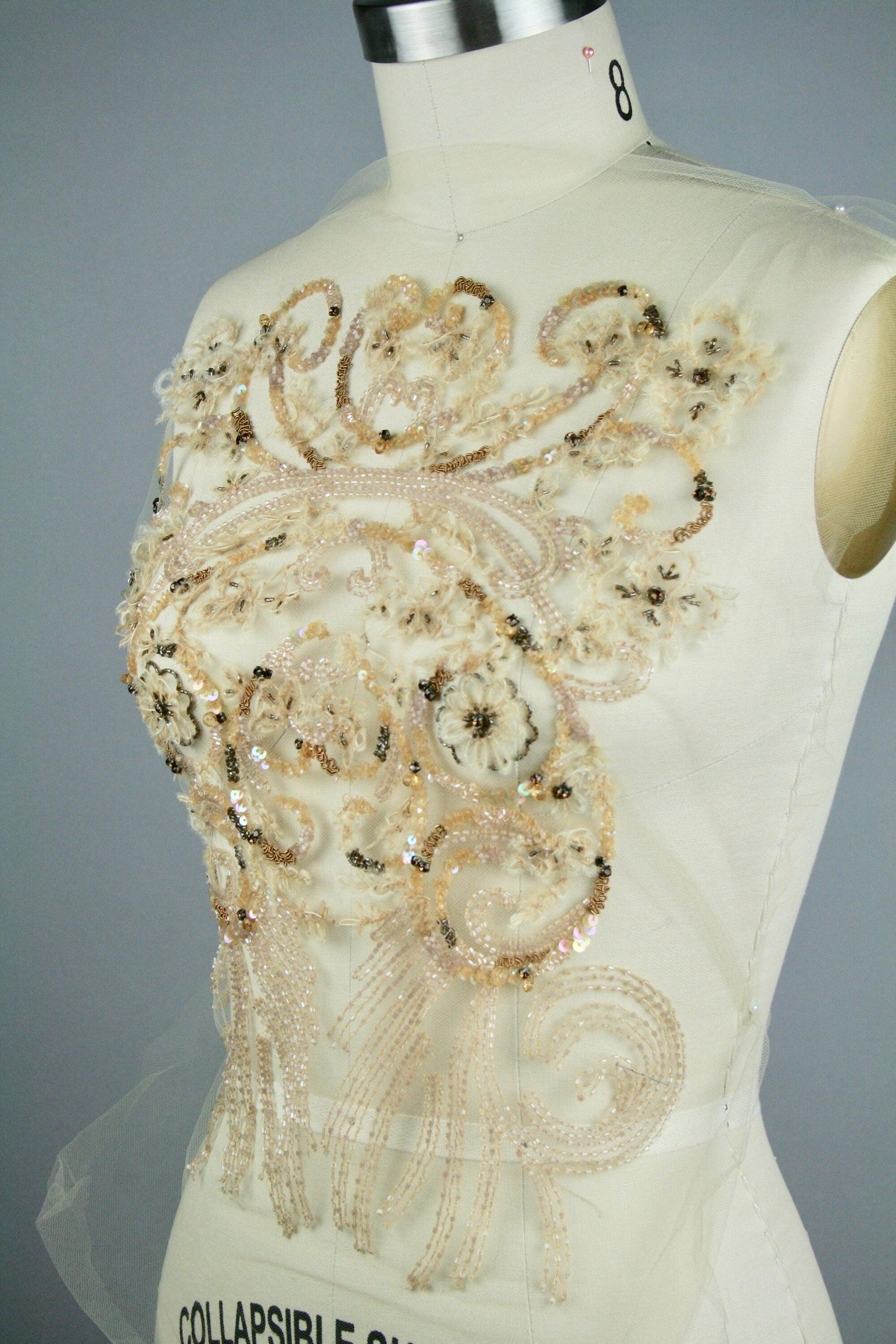 C119 - Champagne Floral Baroque Applique - Moda Artisans