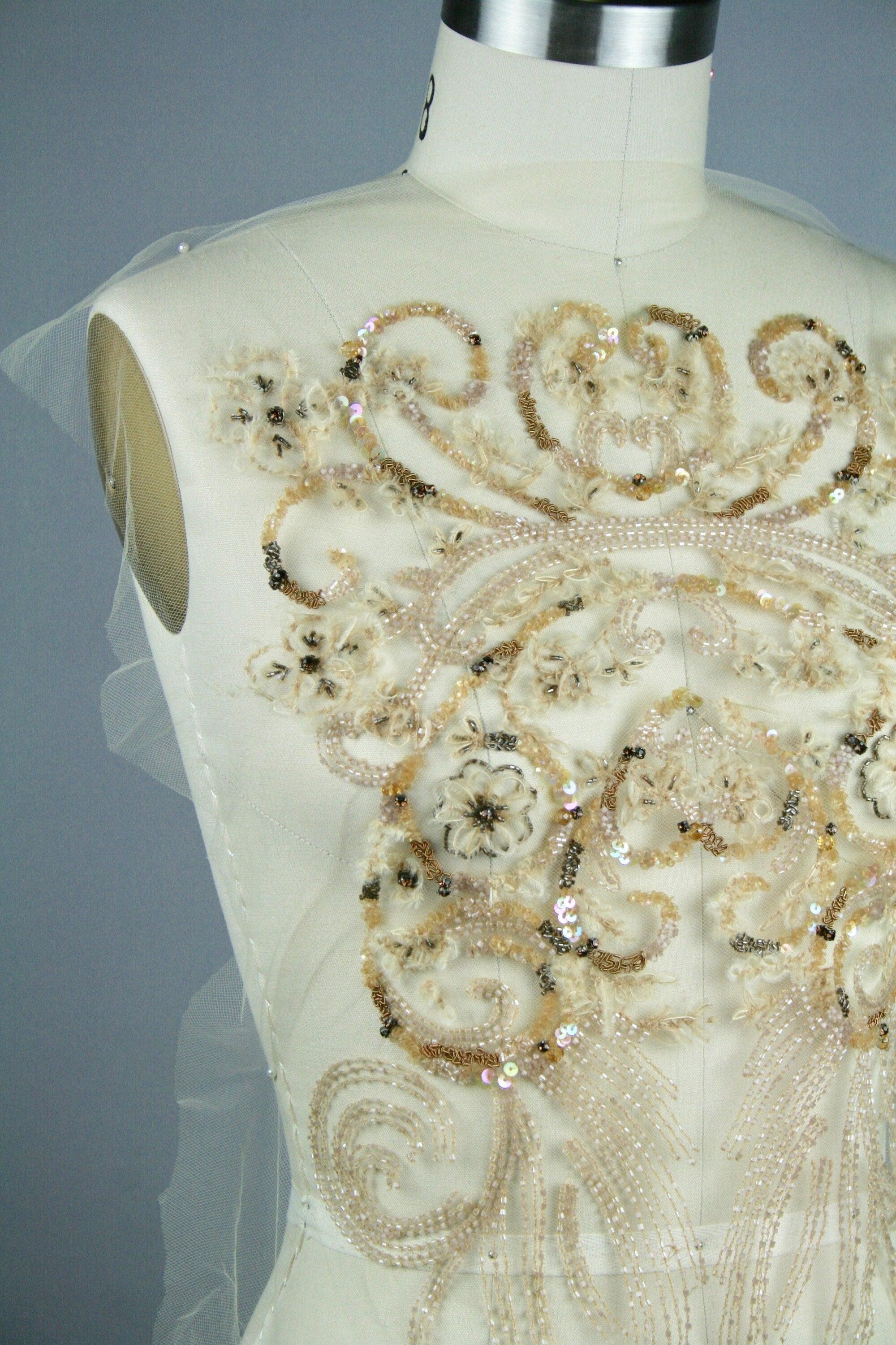 C119 - Champagne Floral Baroque Applique - Moda Artisans