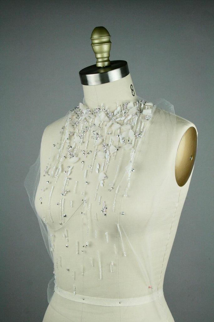 3D White Wedding Cascading Applique