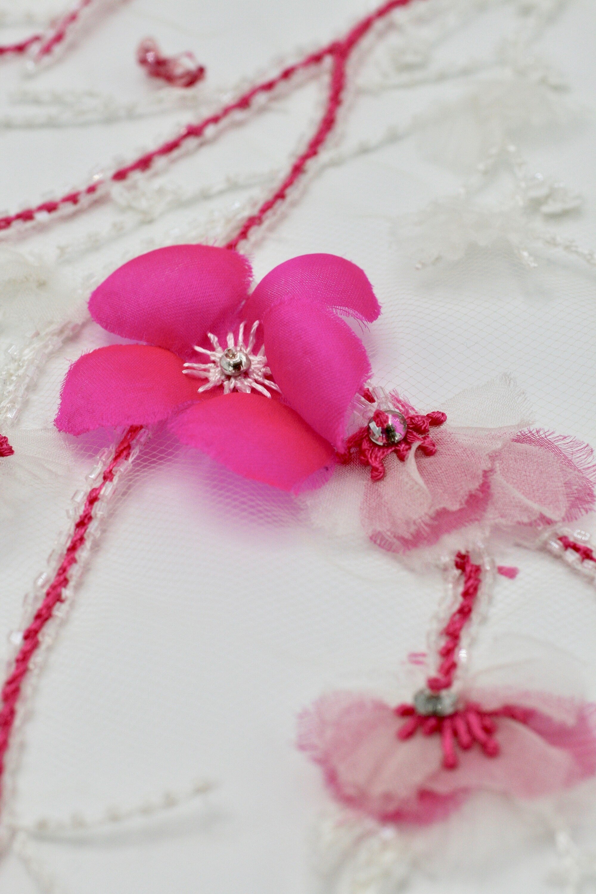 3D Indian Pink Floral Applique