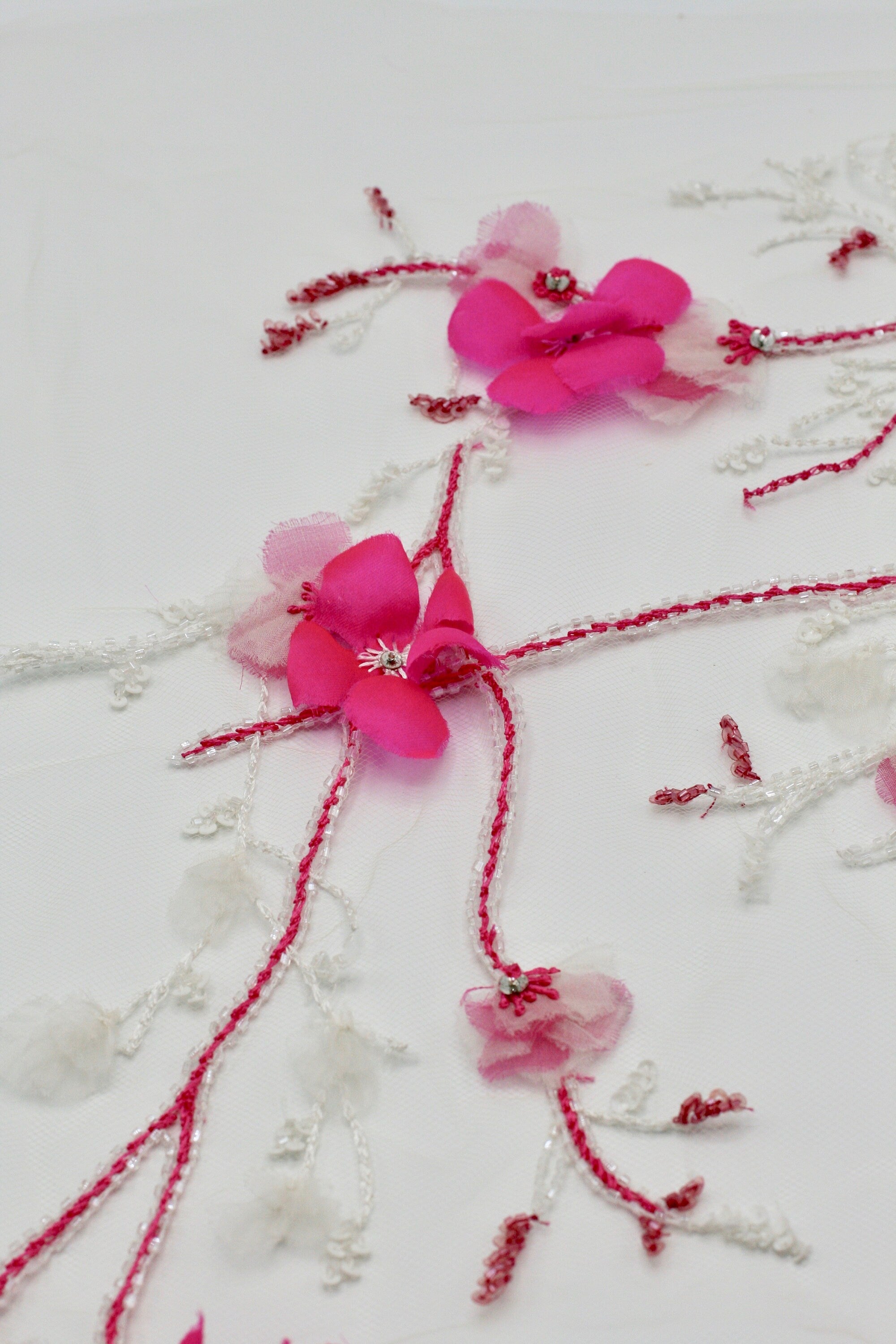 3D Indian Pink Floral Applique