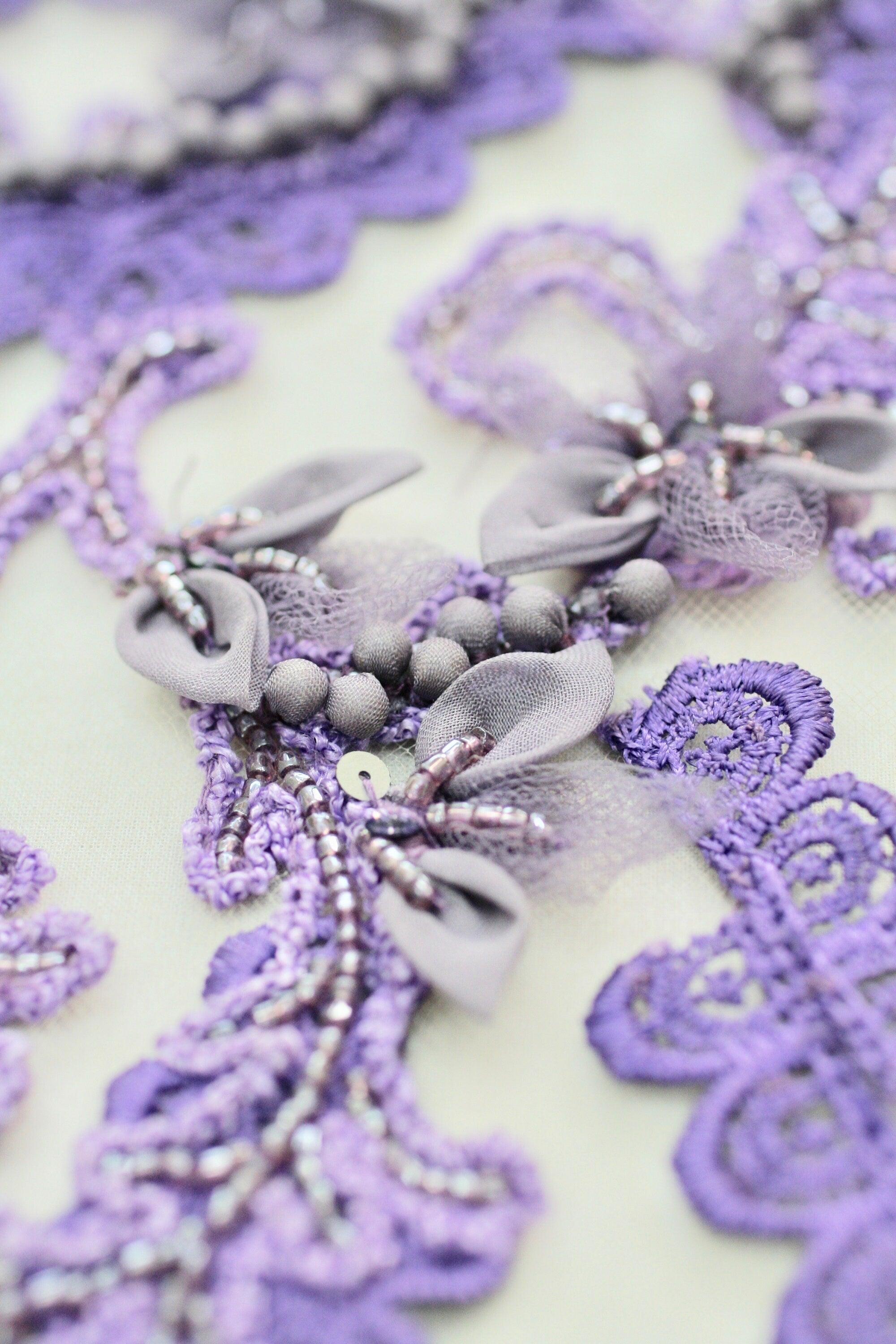 3D Lavender Floral Applique - Moda Artisans