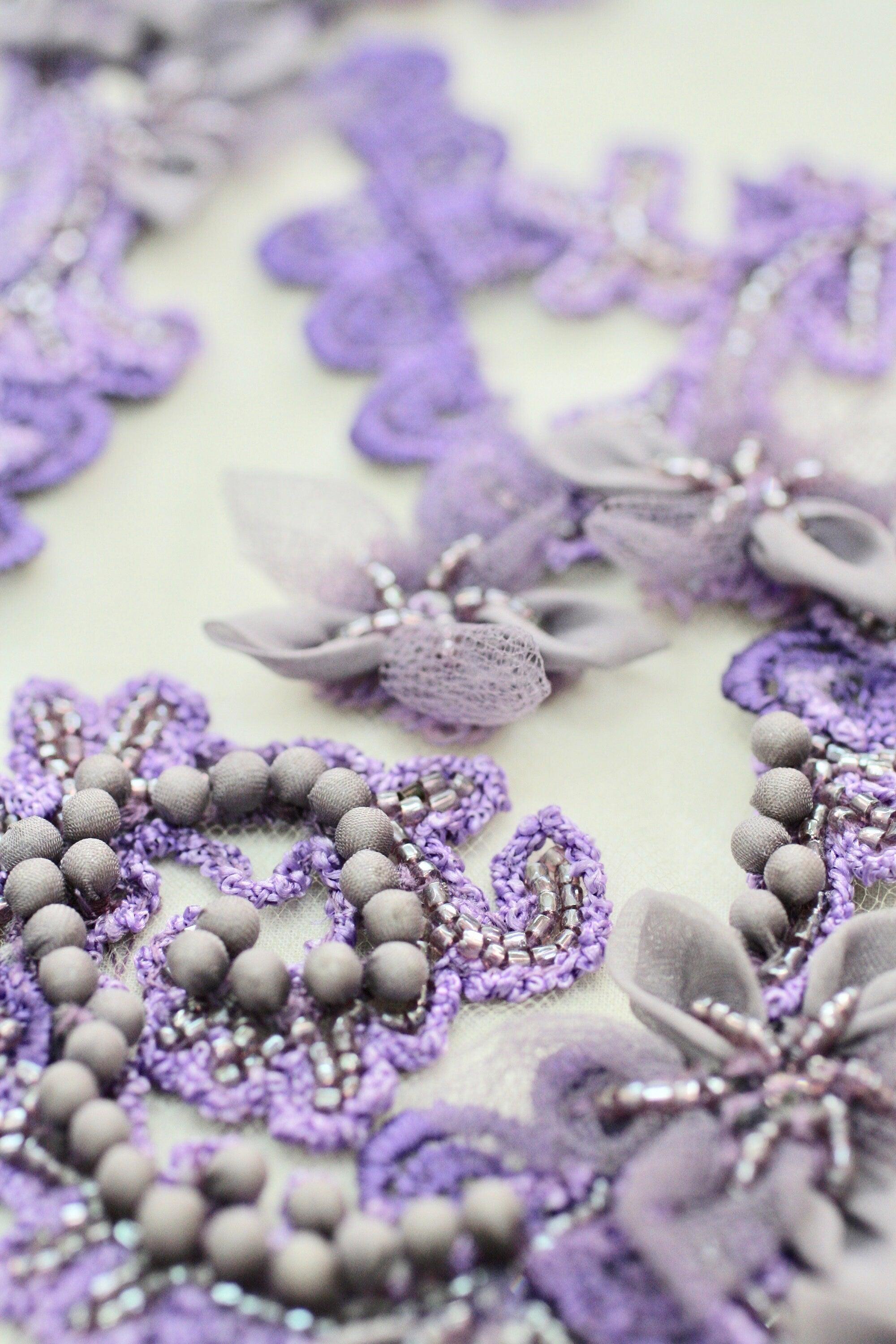 3D Lavender Floral Applique - Moda Artisans