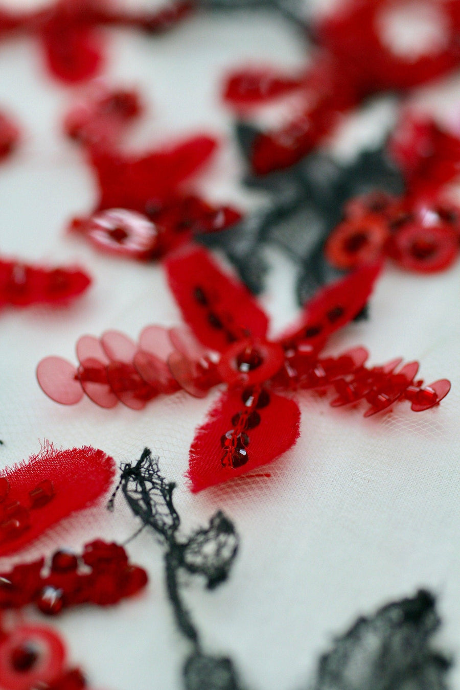 Chantilly Lace Fabric - Floral Tulle Lace - Embroidered Lace Fabric - Applique Trim - 3D Floral Fabric - Dress Embellishment